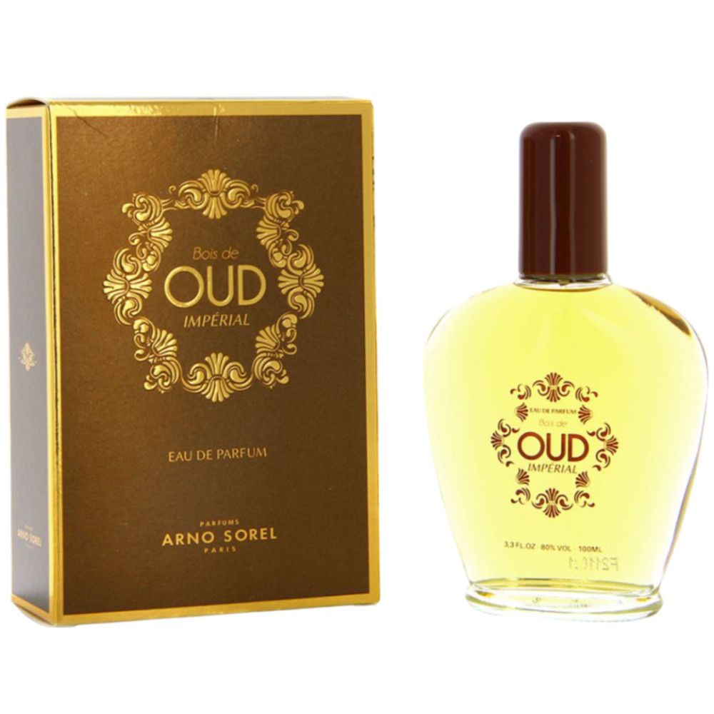 Parfümflakon und Schachtel. Aufschrift "Oud Imperial". Marke Arno Sorel sichtbar.