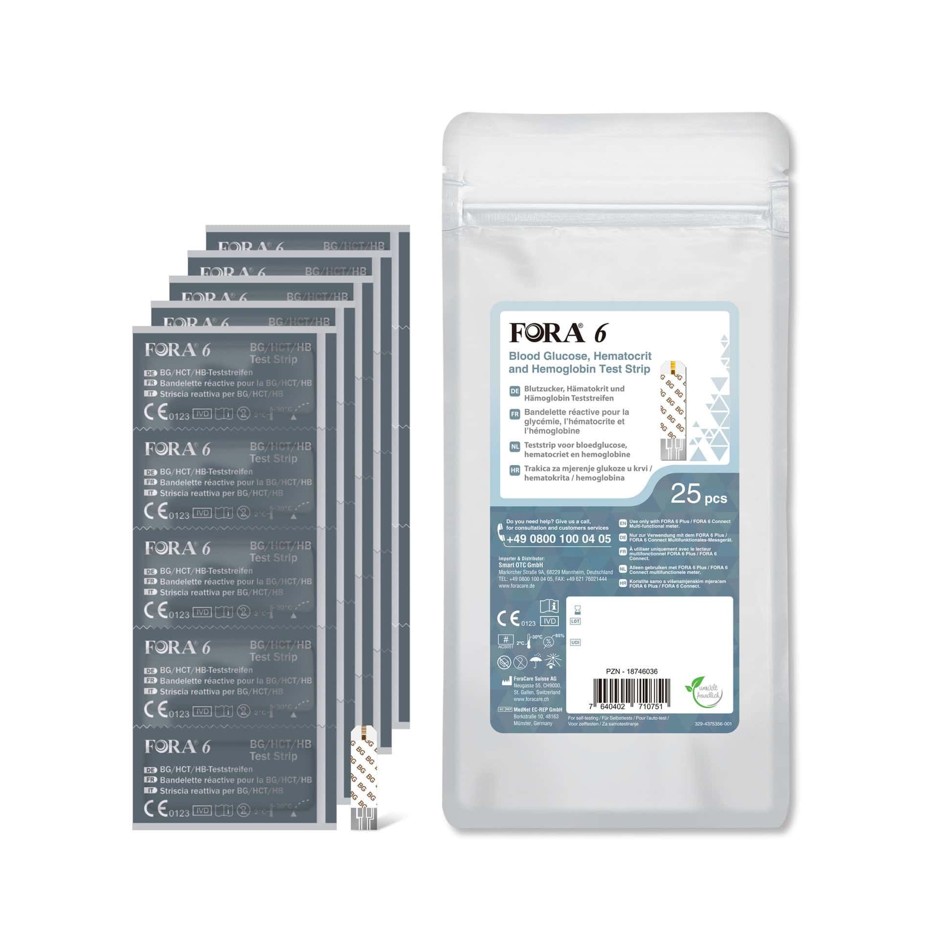 FORA 6 Connect 6-in-1 Starter-Kit - mg/dl