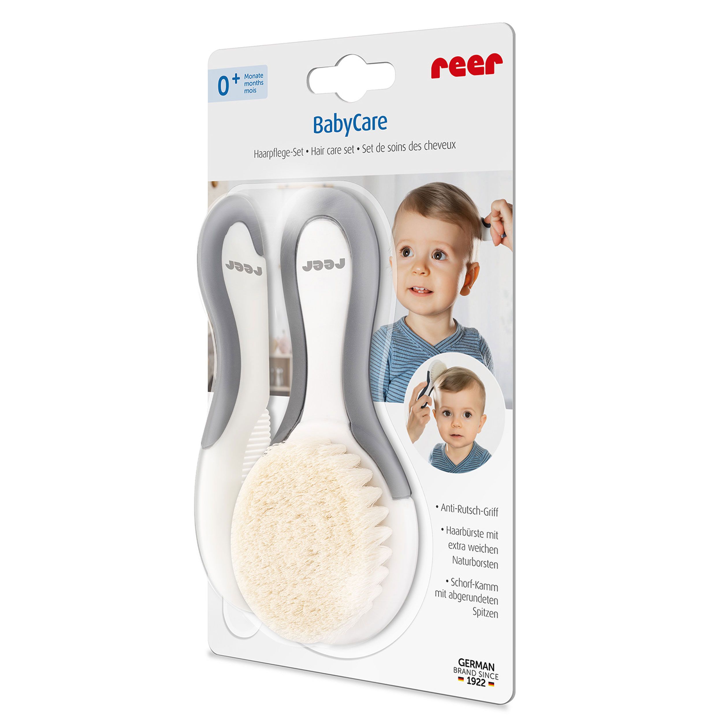 reer BabyCare Haarpflege-Set, 2-tlg., Bürste, Kamm, Haarbürste, Naturborsten