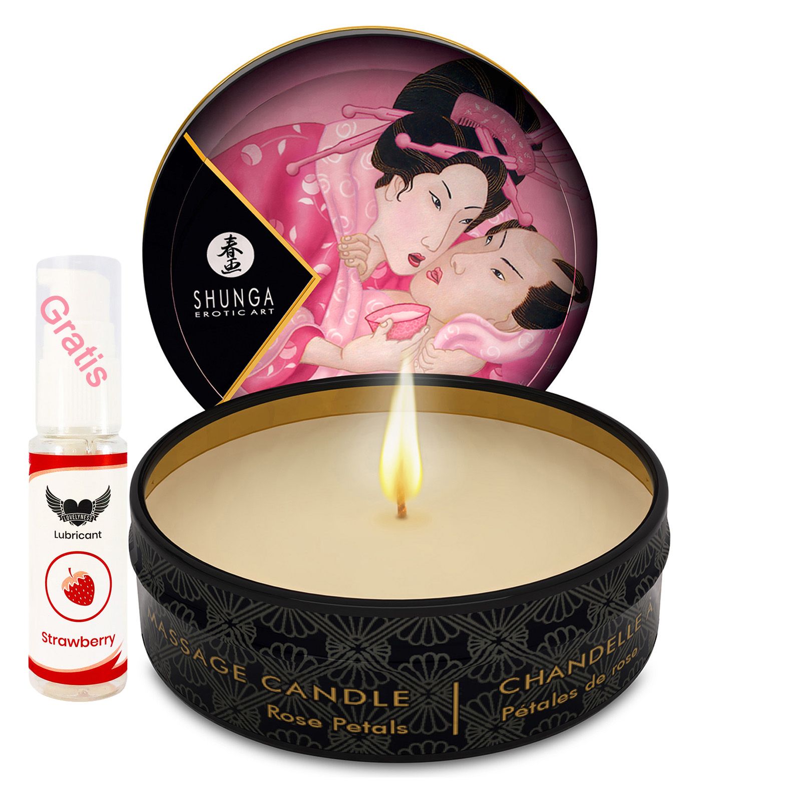 Shunga - Massagekerze mit Aroma Rose