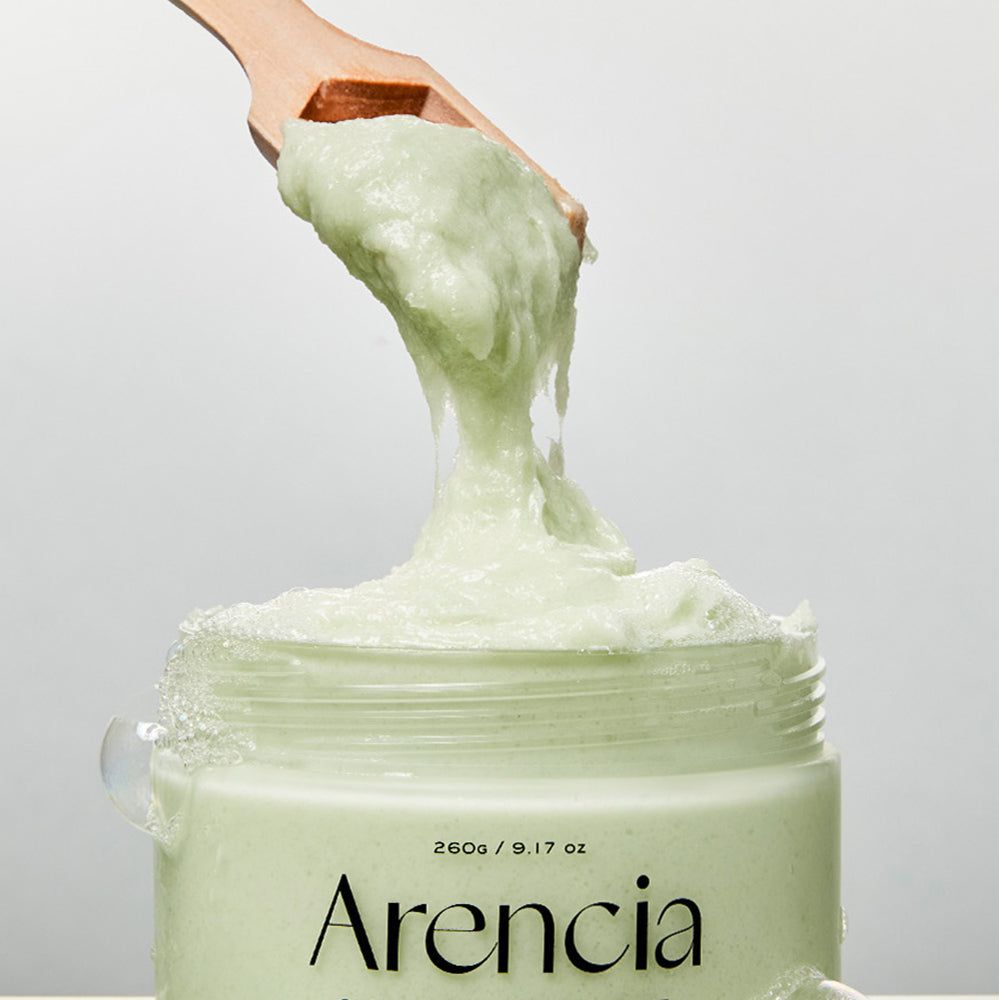 ARENCIA Fresh Cloud Körper- und Kopfhautpeeling mit Holzlöffel.