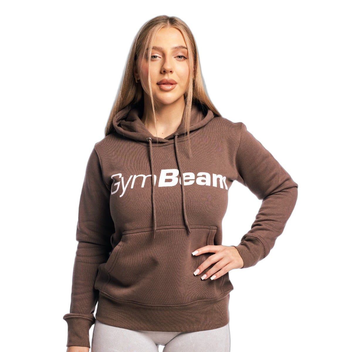 GymBeam Hoodie Damen regular mit Kapuze und Taschen in Cocoa