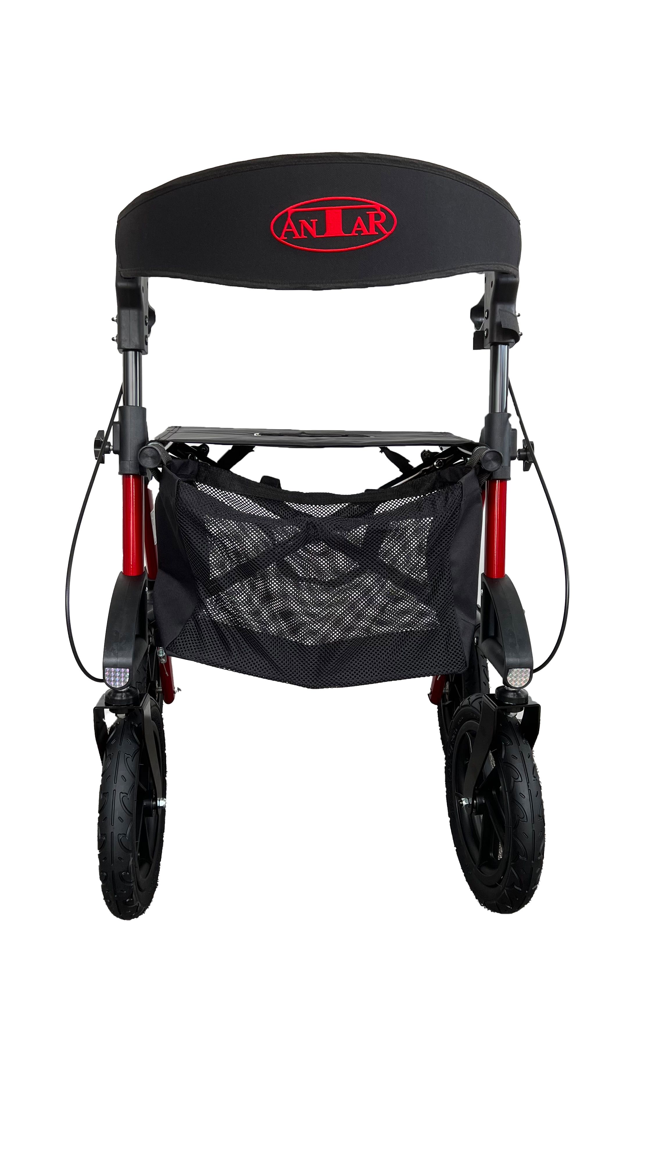 Aluminium Outdoor Rollator Luftbereifung Leichtgewicht Große Räder Rot