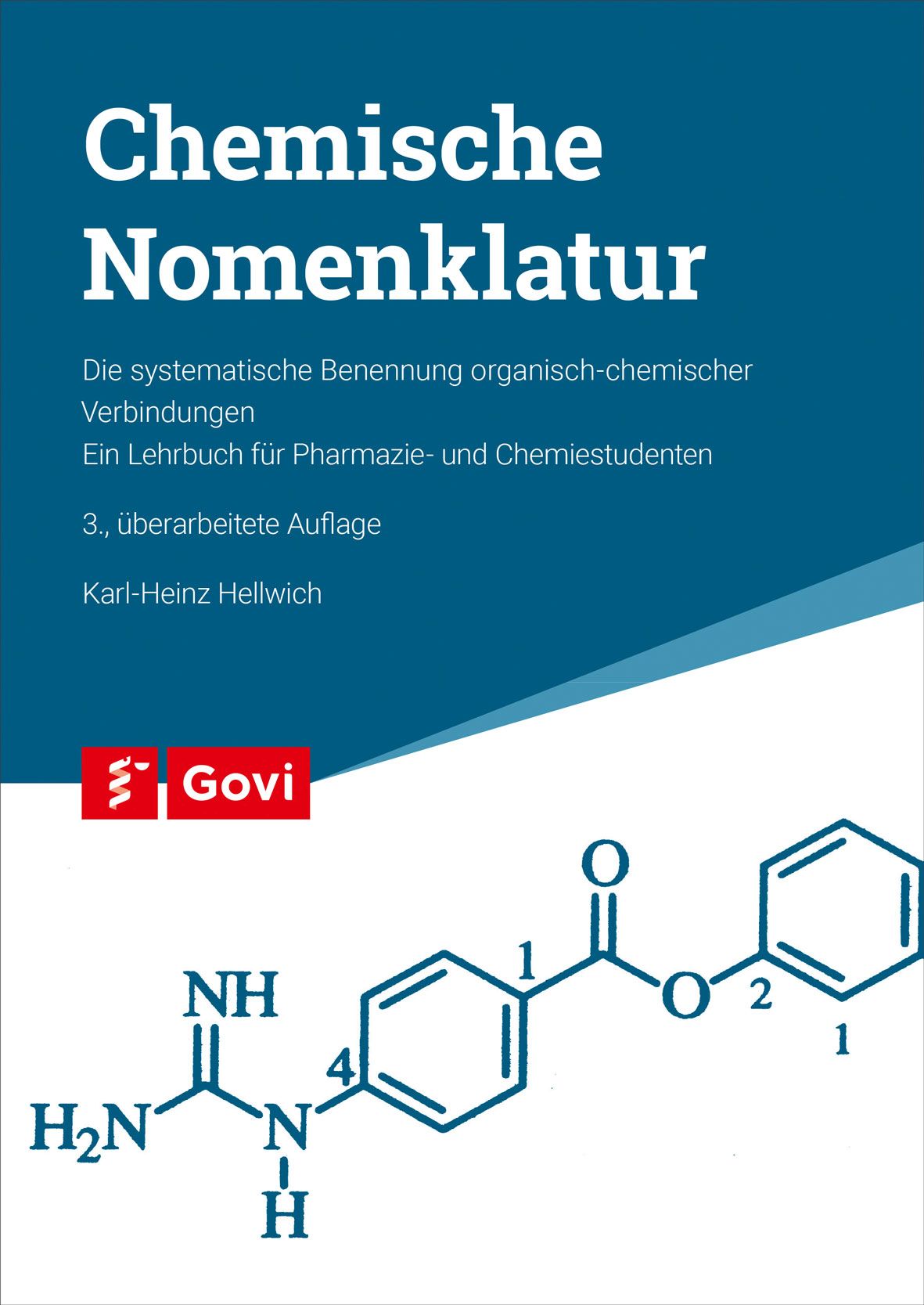 Buchcover mit Titel "Chemische Nomenklatur". Untertitel, Autorenname und Verlagslogo. Formel abgebildet.