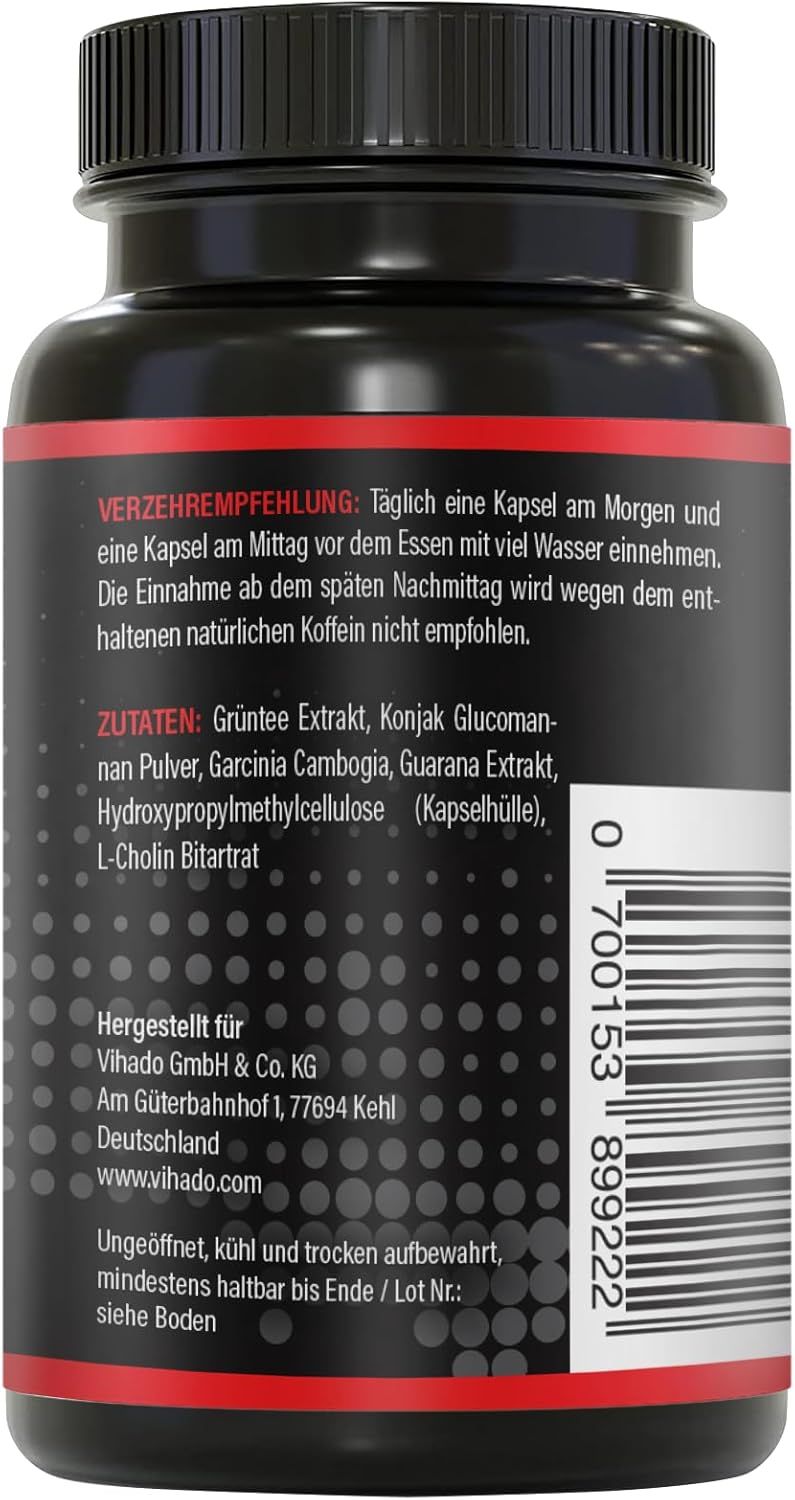 Schwarze Dose mit roter Schrift. Verzehrempfehlung und Zutatenliste. Barcode und Herstellerinformationen.