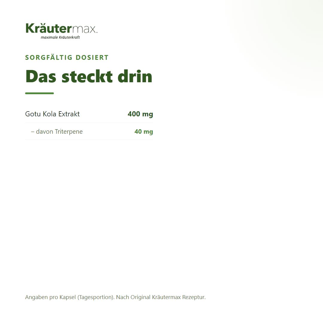 Gotu Kola Extrakt 400 mg, davon Triterpene 40 mg. Kräutermax.