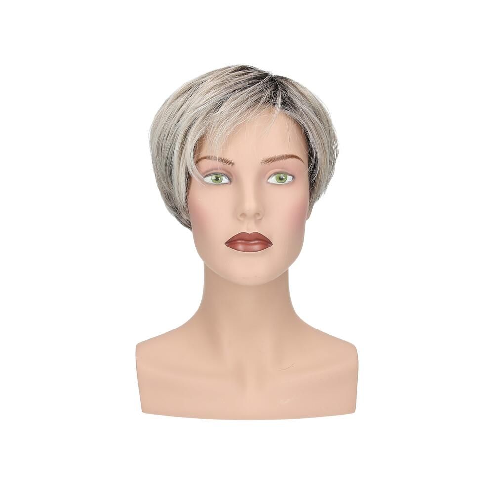 Perücke Magnolie von Lofty. Kurzer, grauer Bob-Schnitt auf einer Schaufensterpuppe. Frontansicht.