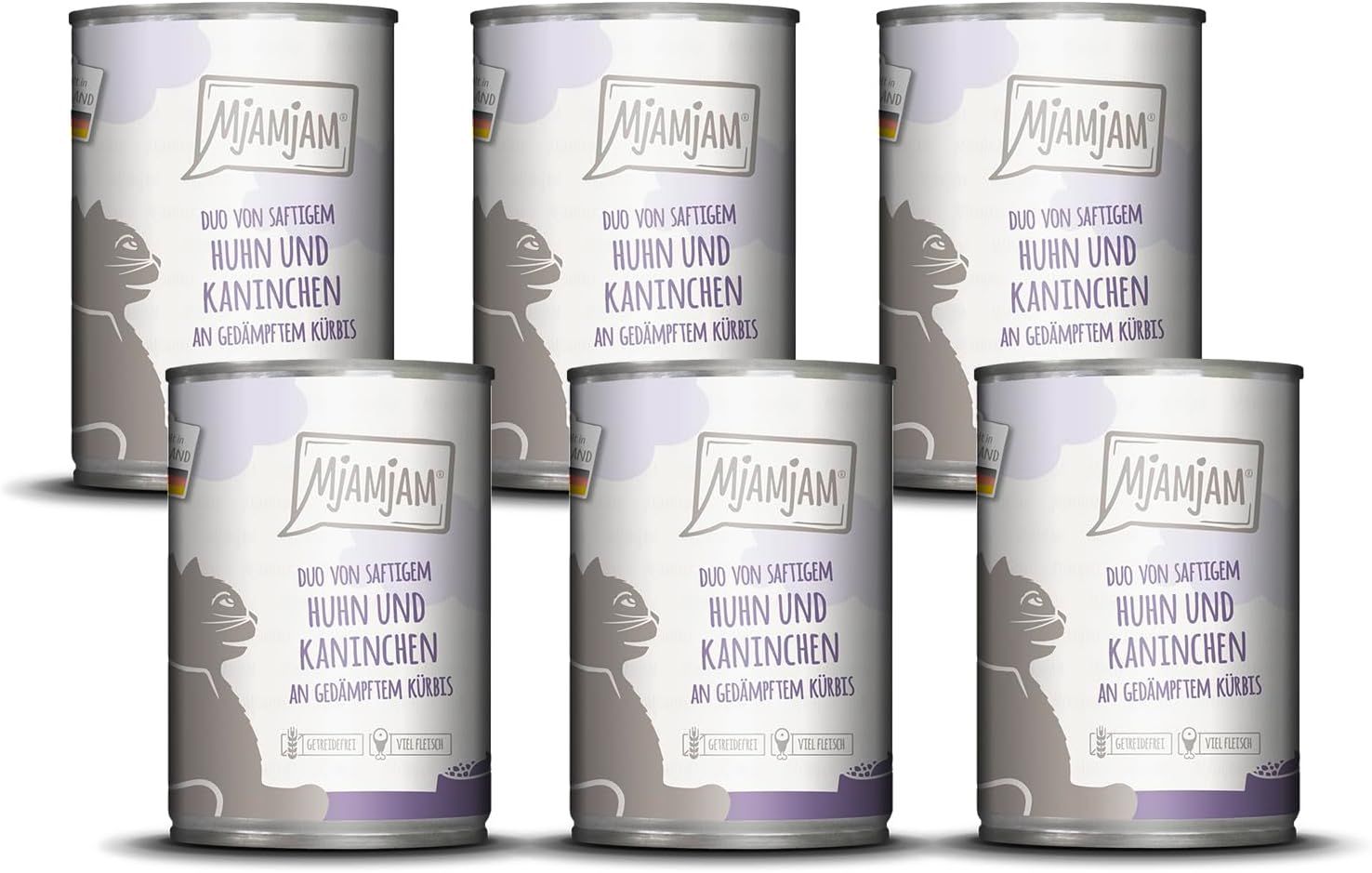 MjAMjAM - DUO von saftigem Hühnchen & Kaninchen an gedämpftem Kürbis 6x400 g Futter