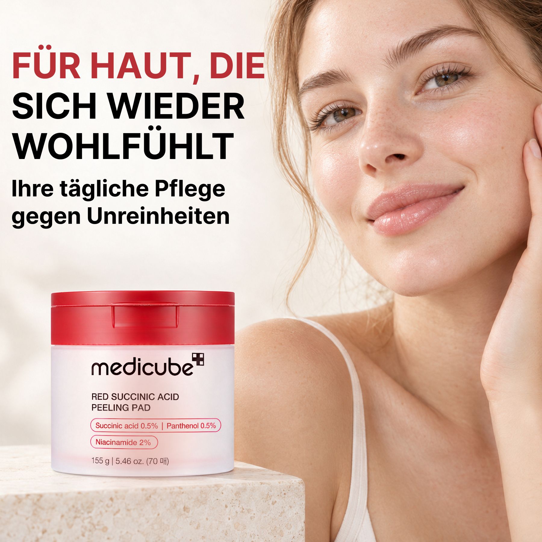 Medicube BHA, AHA SUCCINIC ACID Reinigungspads Gesichtspeeling mit Niacinamide Panthenol