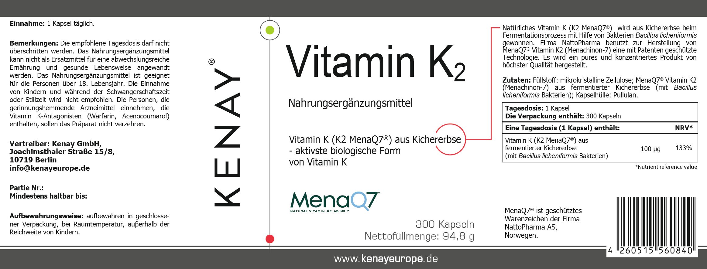 Vitamin K2 MenaQ7®  | KENAY®