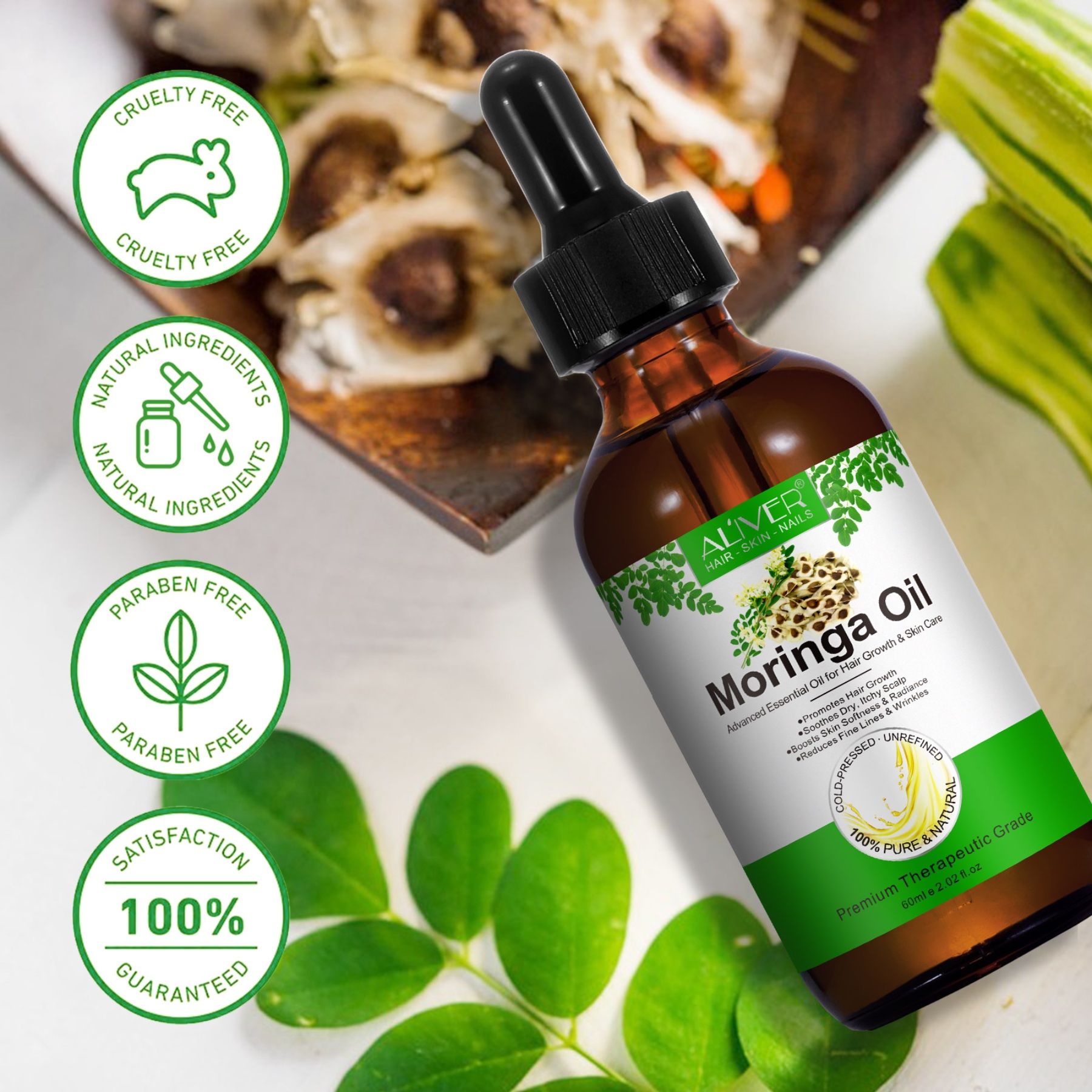 Aliver Moringa Öl Hautöl für Haare Haut Gesicht