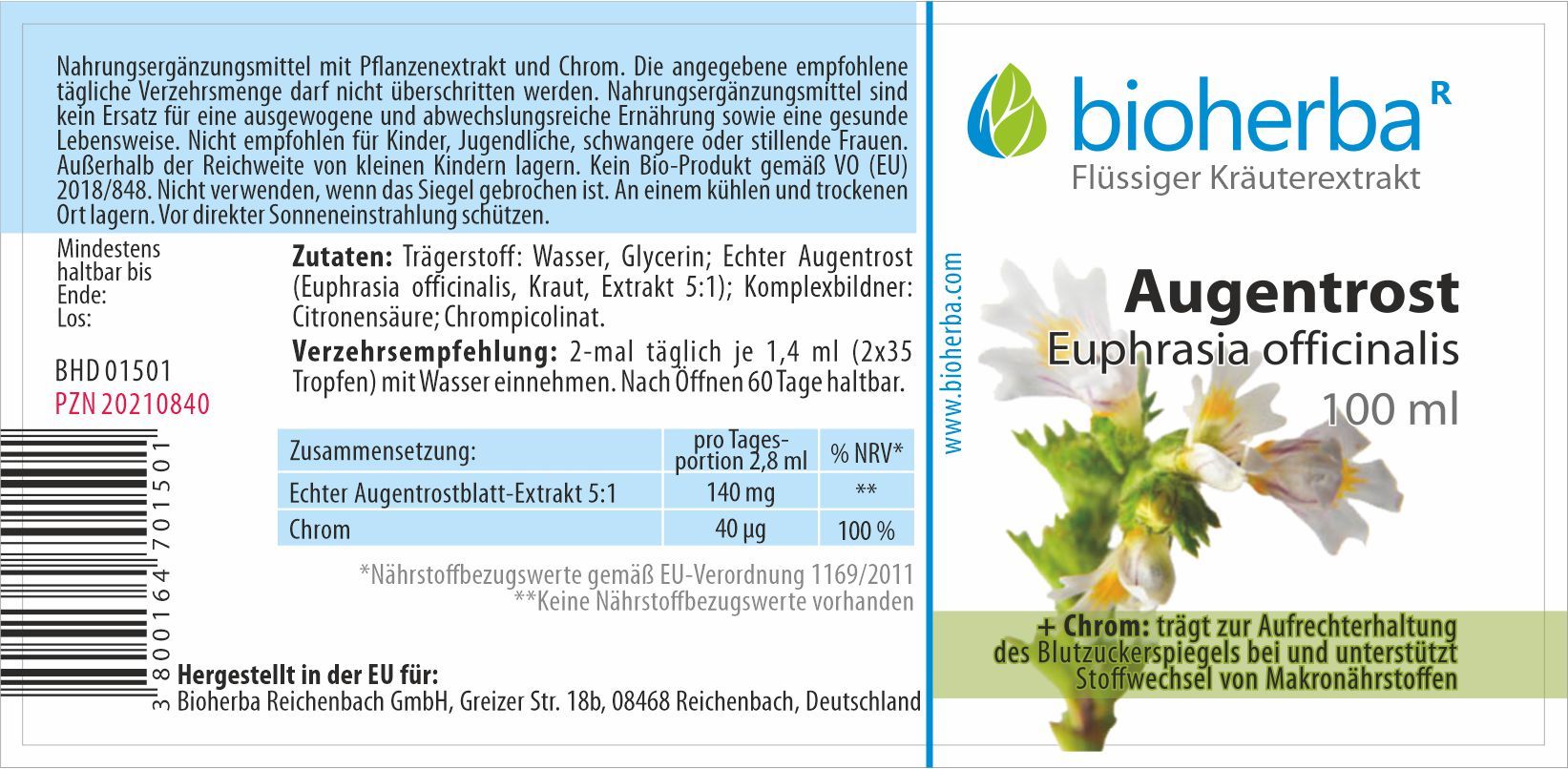 Bioherba Augentrost Euphrasia officinalis Tropfen Tinktur