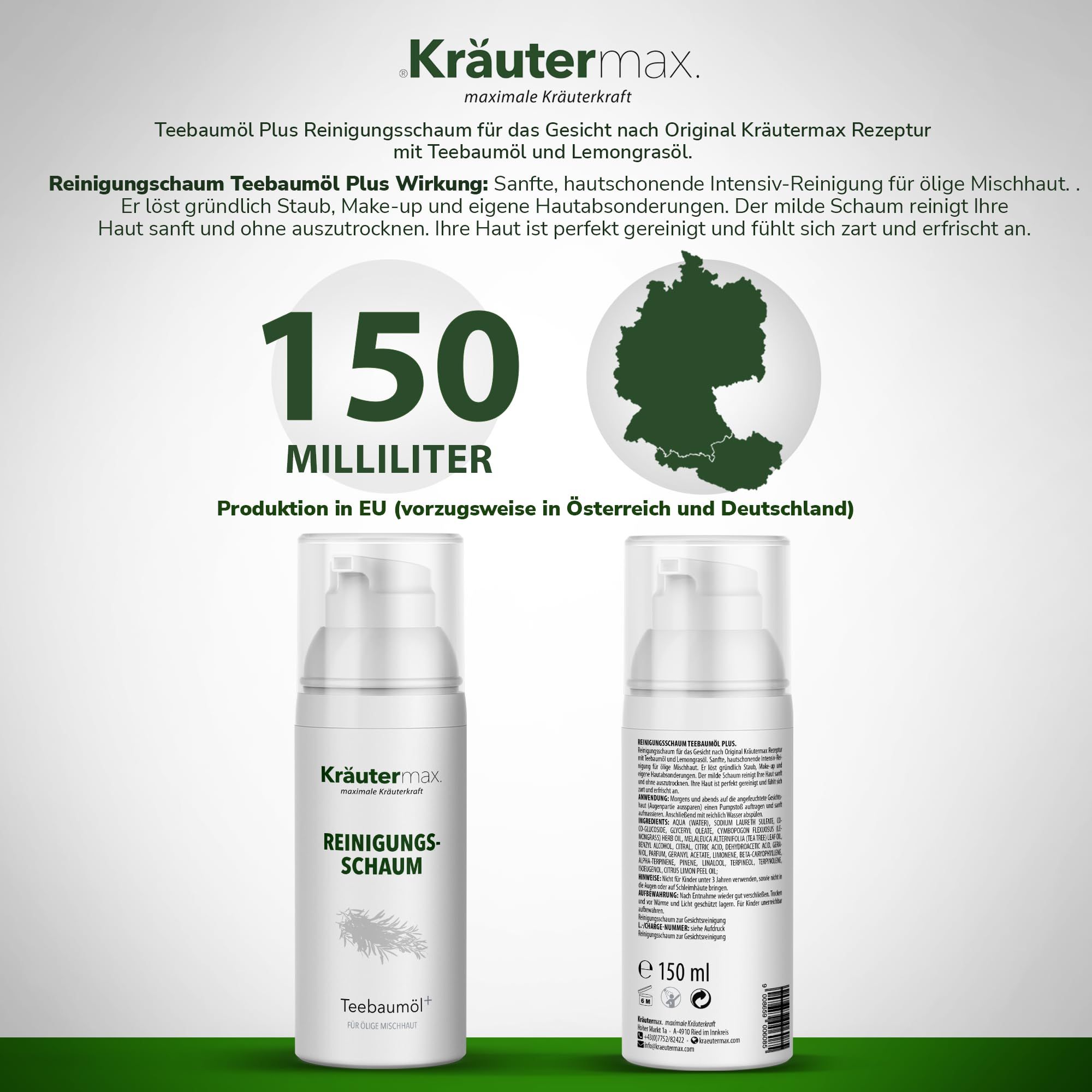 Kräutermax Reinigungsschaum Teebaumöl plus 150 ml Dosierschaum