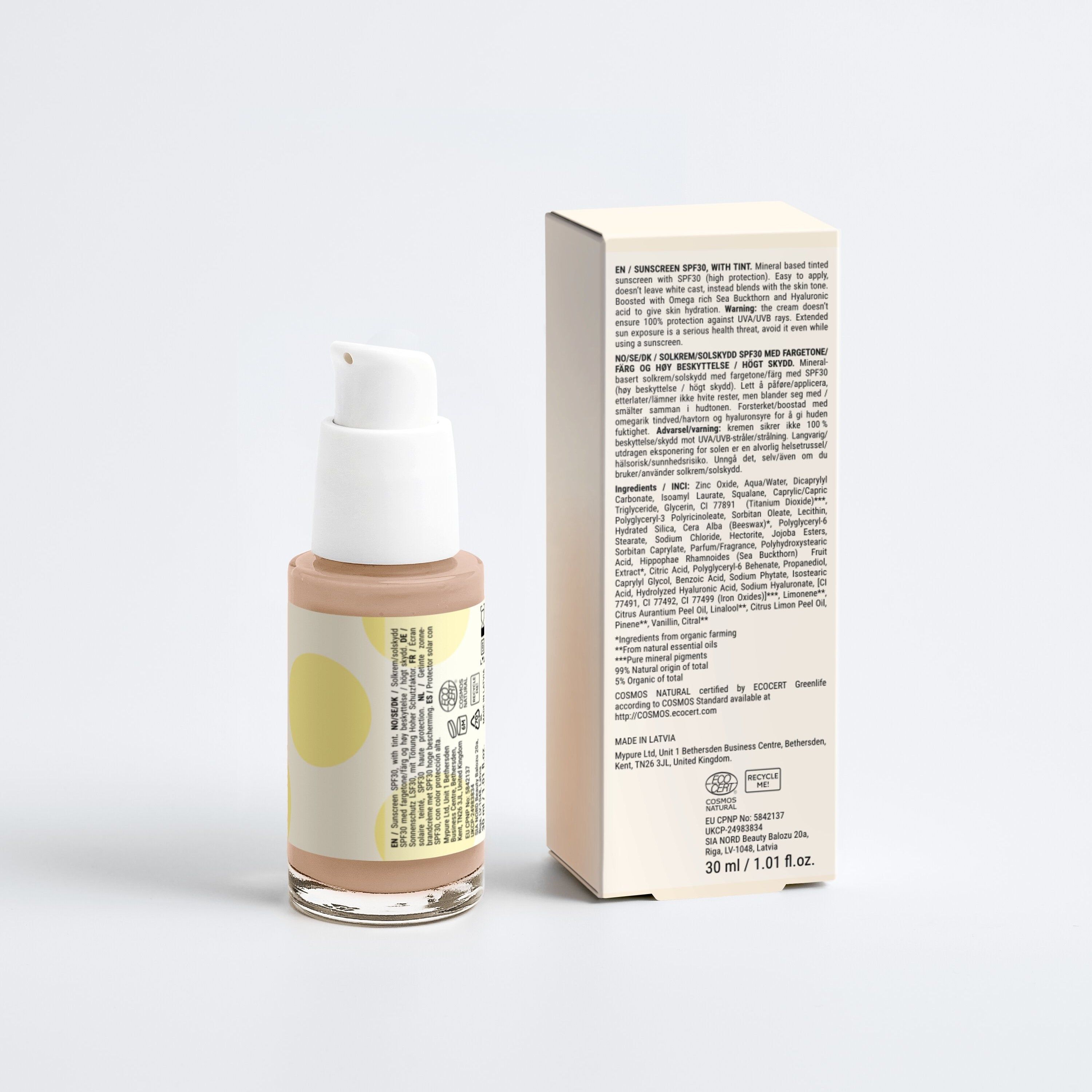 Zero Skin Sun Protect SPF30, getönt - ausgleichender Sonnenschutz mit Hyaluronsäure & Sanddorn