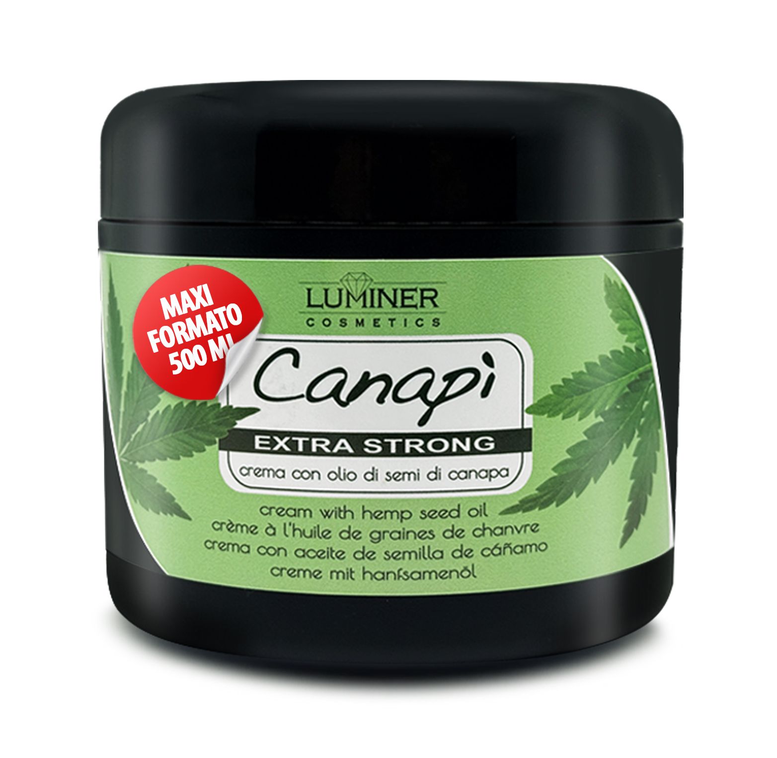 LUMINER - Crema Canapa Extra Forte 500ml, Formula Naturale con Estratti di Olio di semi di Canapa