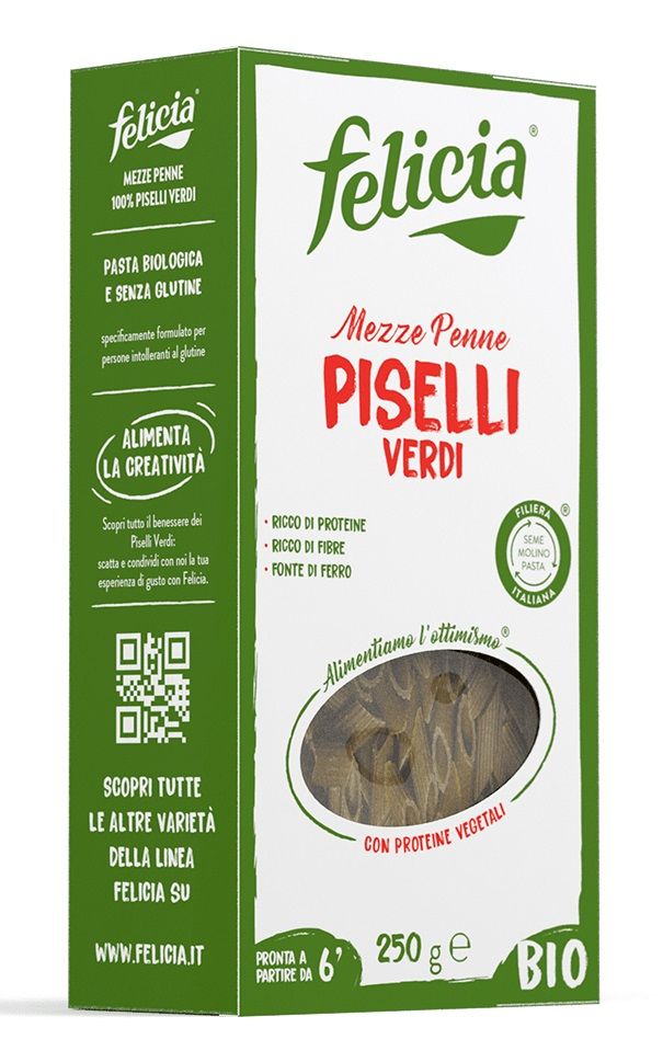 Mezze Penne di Piselli Verdi Senza Glutine - Pasta Felicia