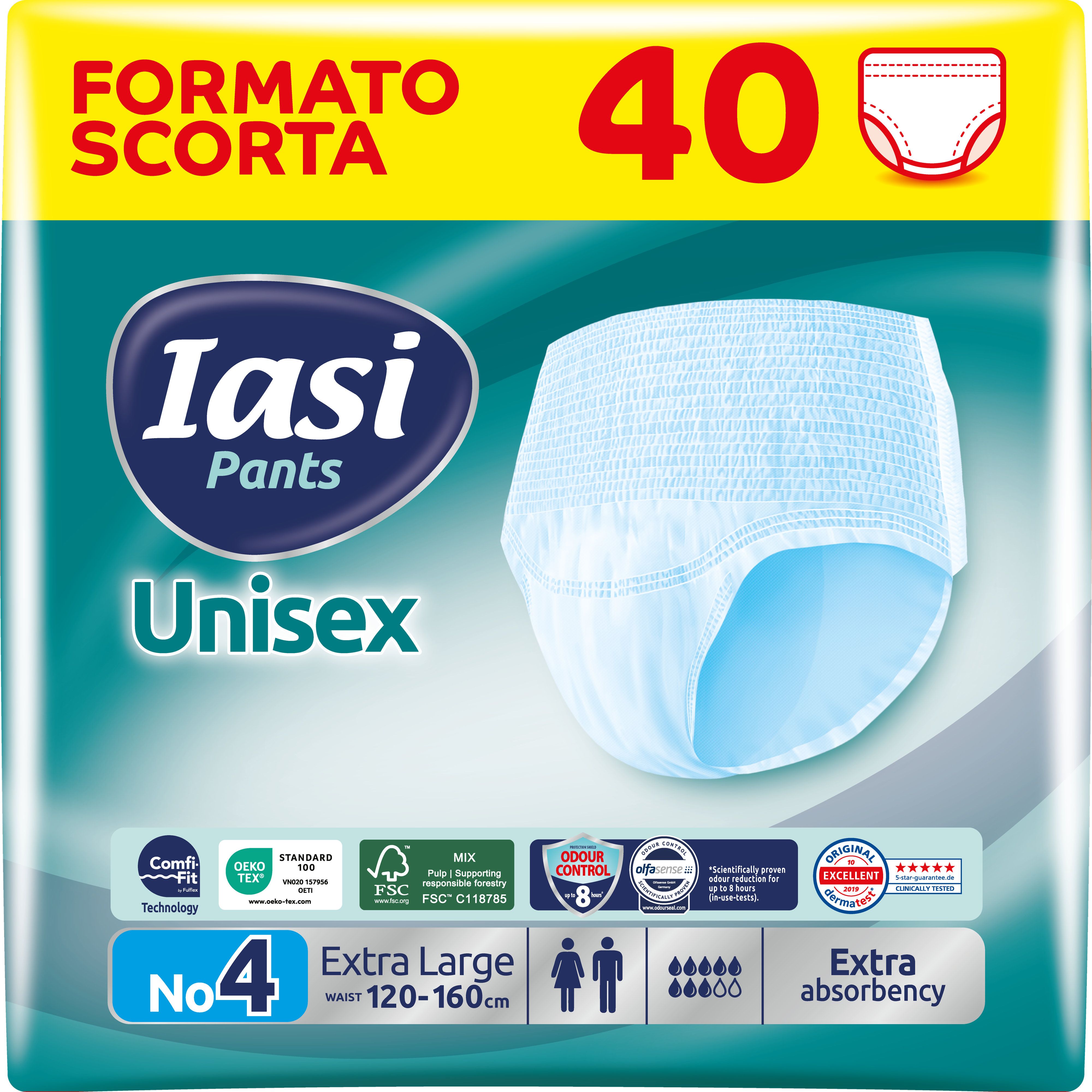 IASI Pants UNISEX Alta Protezione, 40 Mutande Assorbenza EXTRA, Taglia XL, 40 Unità