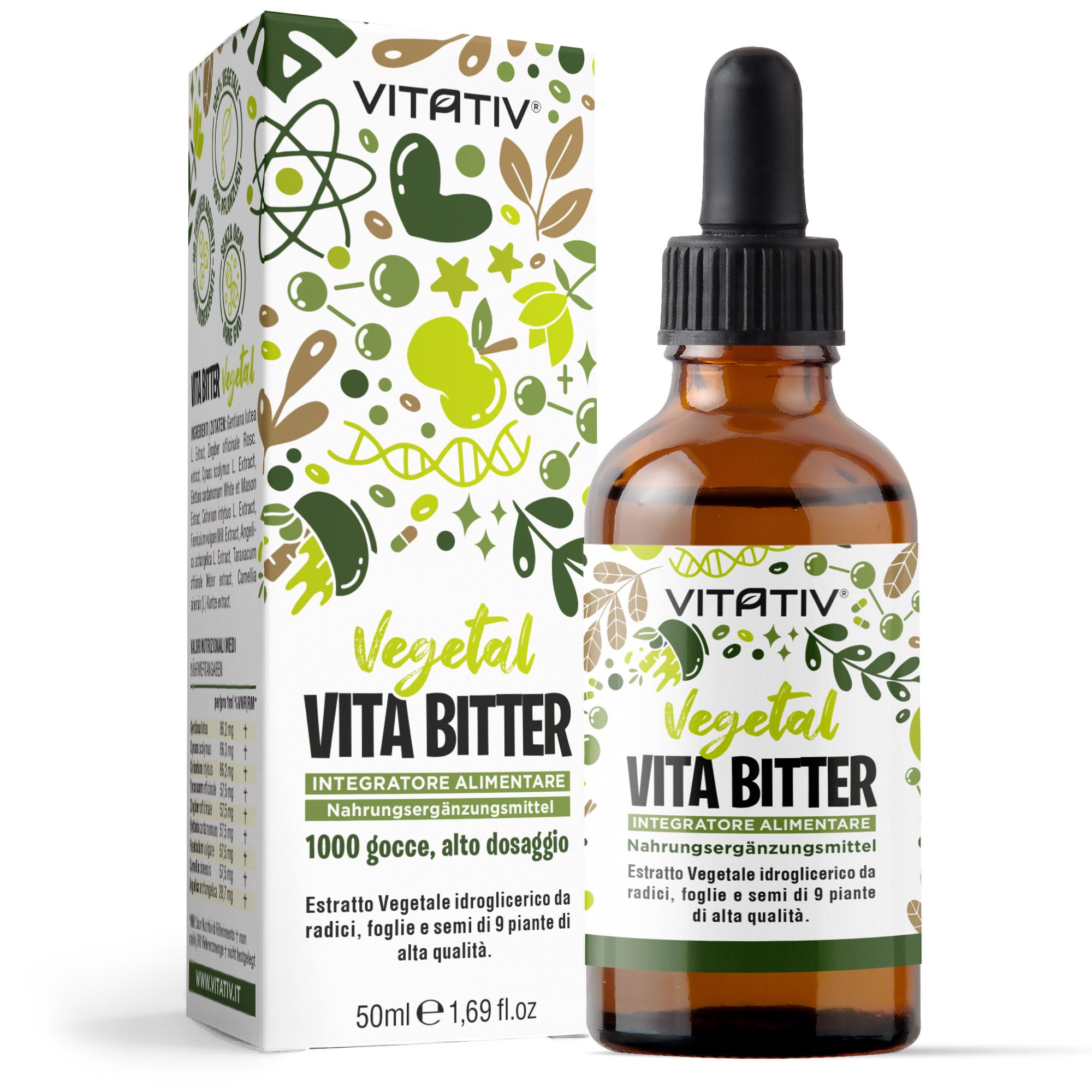 Vitativ® Vita Bitter | Integratore Amaro Forte, 9 Estratti da Piante con Carciofo, Genziana, Zenzero
