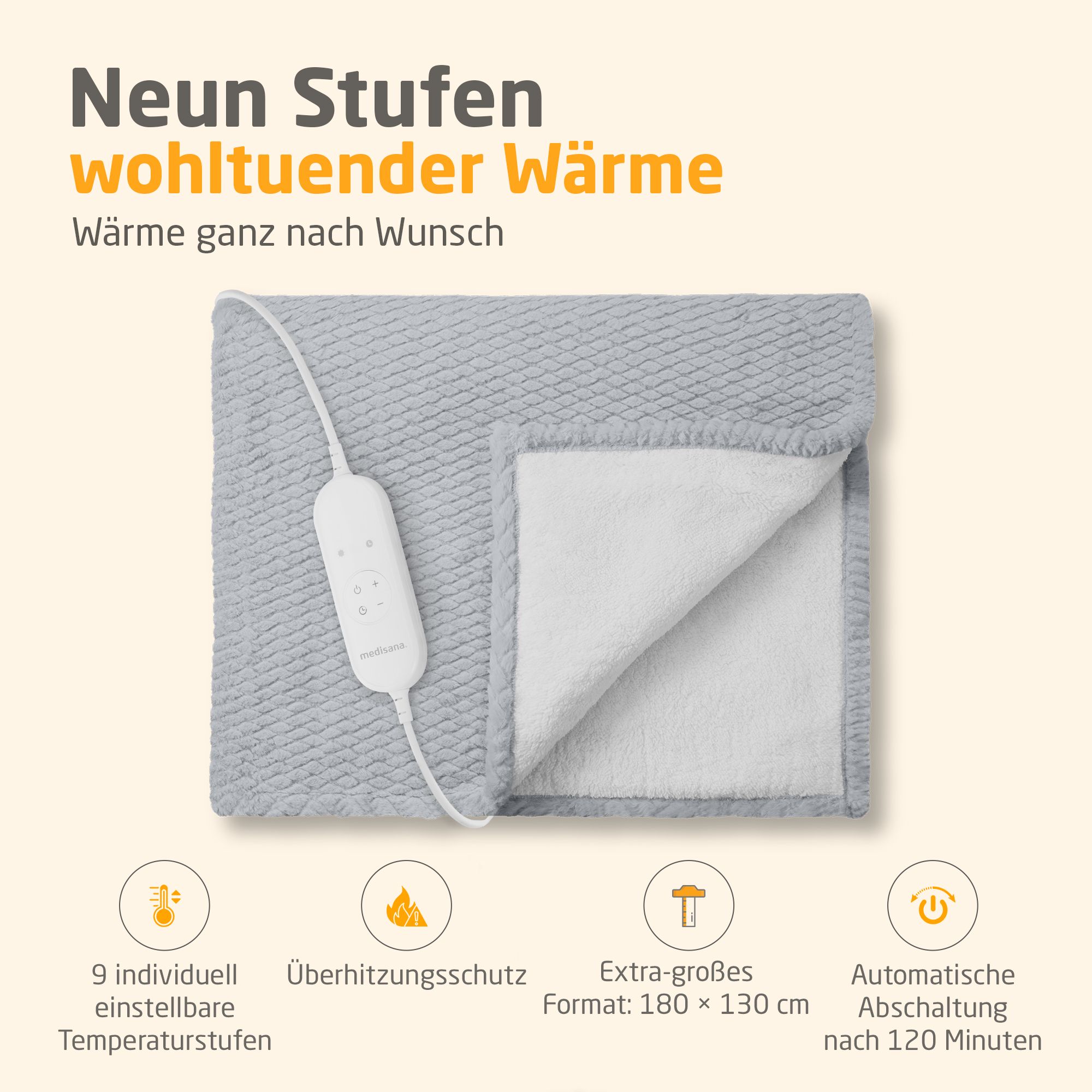 medisana HB 416 - Heizdecke - light grey