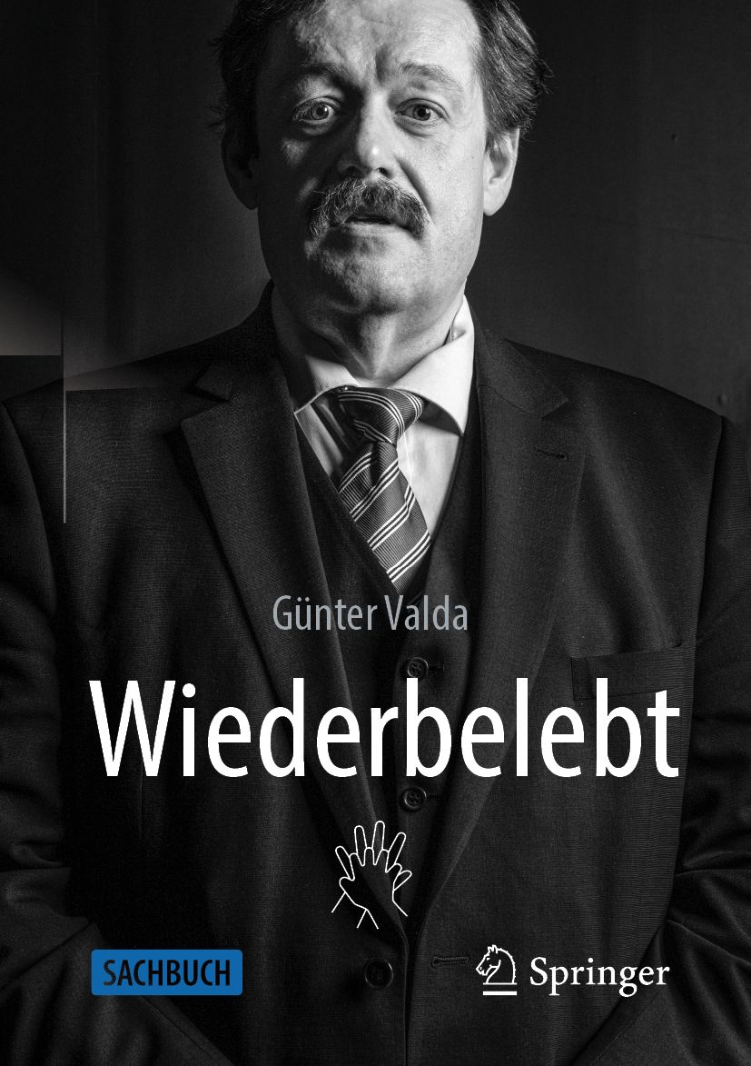 Buchcover mit dem Titel "Wiederbelebt" von Günter Valda. Ein Mann im Anzug ist abgebildet. Das Springer-Logo ist unten rechts.