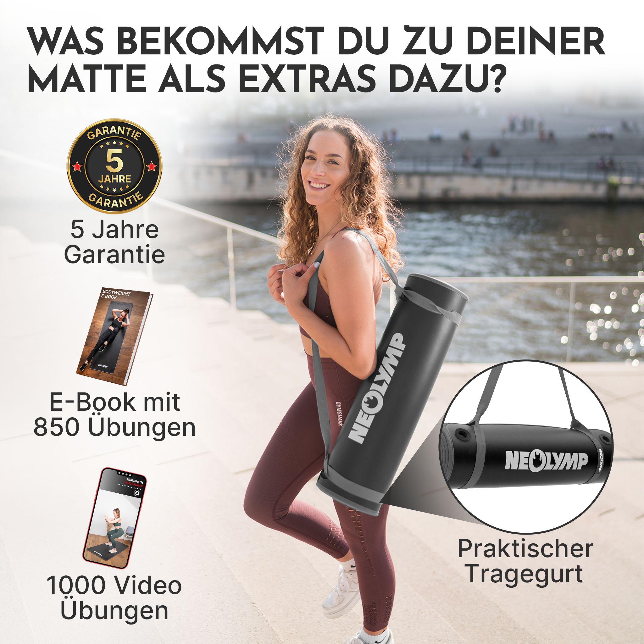 NEOLYMP Fitnessmatte mit Ösen