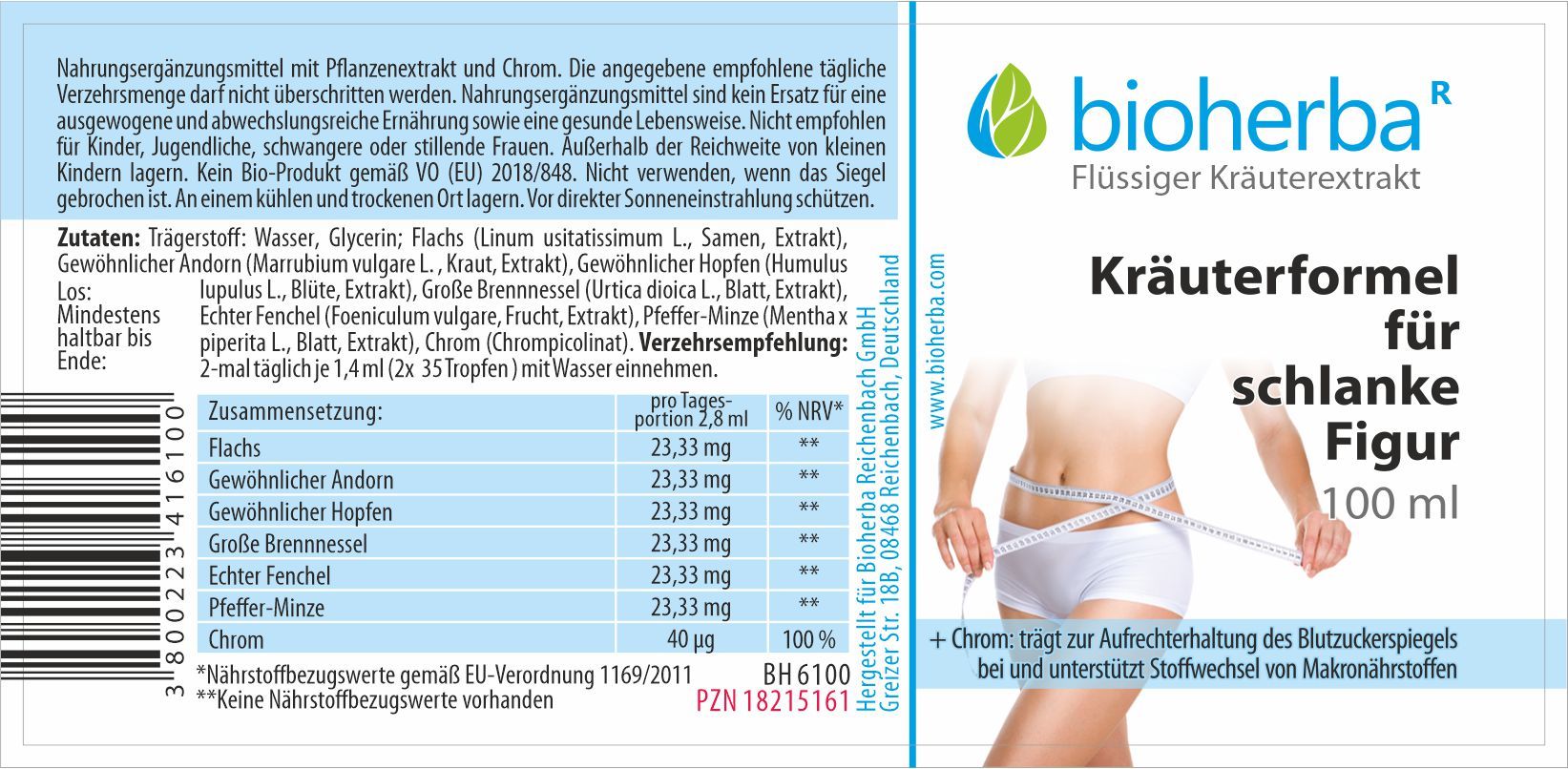 Bioherba Kräuterformel für schlanke Figur Tropfen  Tinktur Extrakt