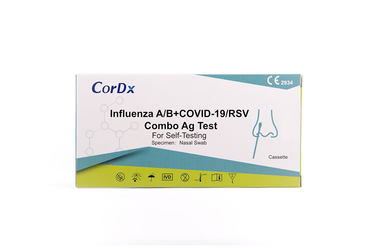 CorDx 4 in 1 Kombi-Test RSV Viren + Corona Covid-19 Influenza A B St