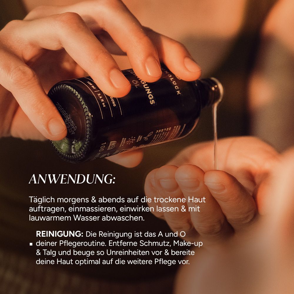 JUNGLÜCK Reinigungsöl - Bio, Vegan & Natürlich, Gesichtsreinigung ohne Zusätze