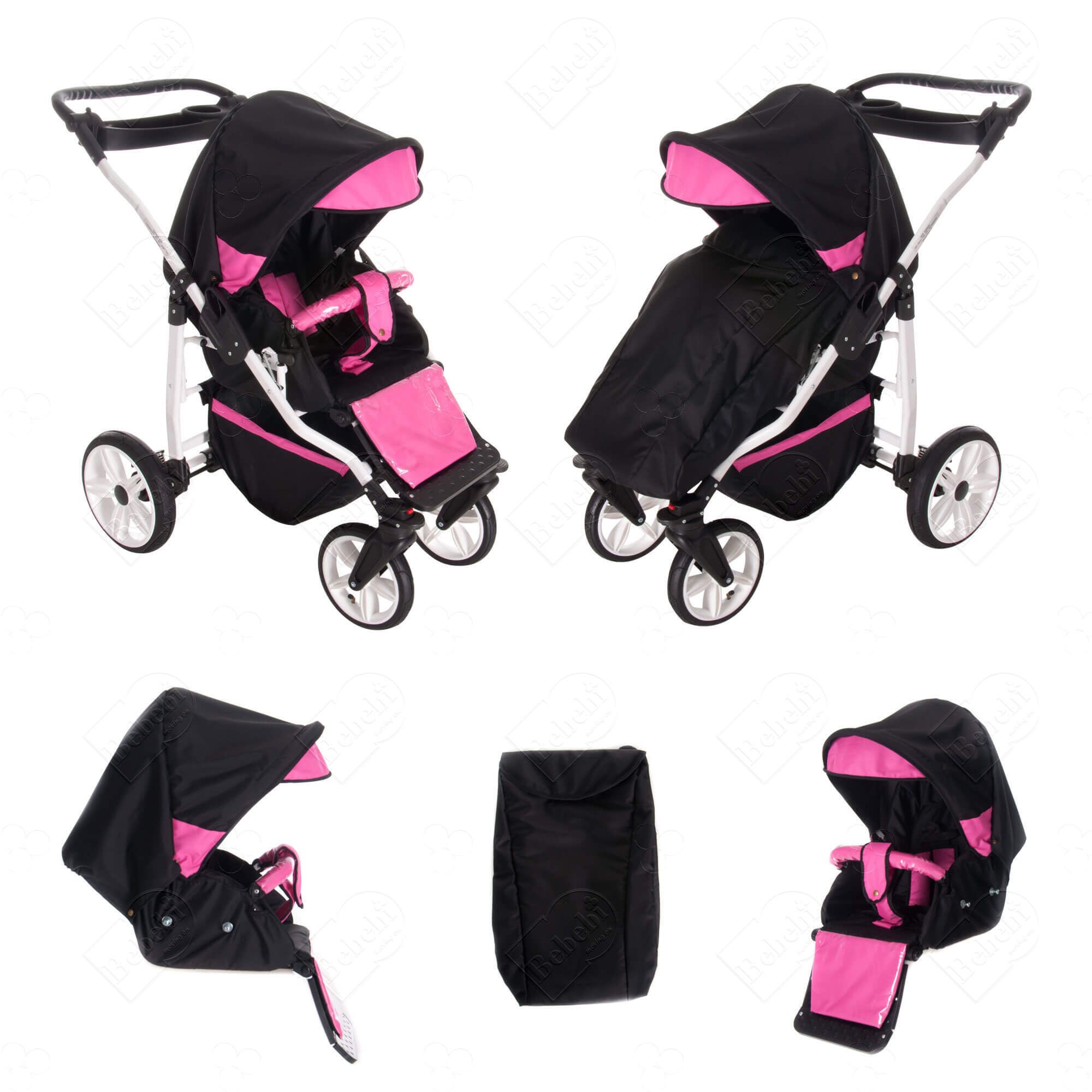 Bebebi Zürich 4 in 1 Kinderwagen Komplettset ISOFIX Basis Hartgummireifen, Bernina