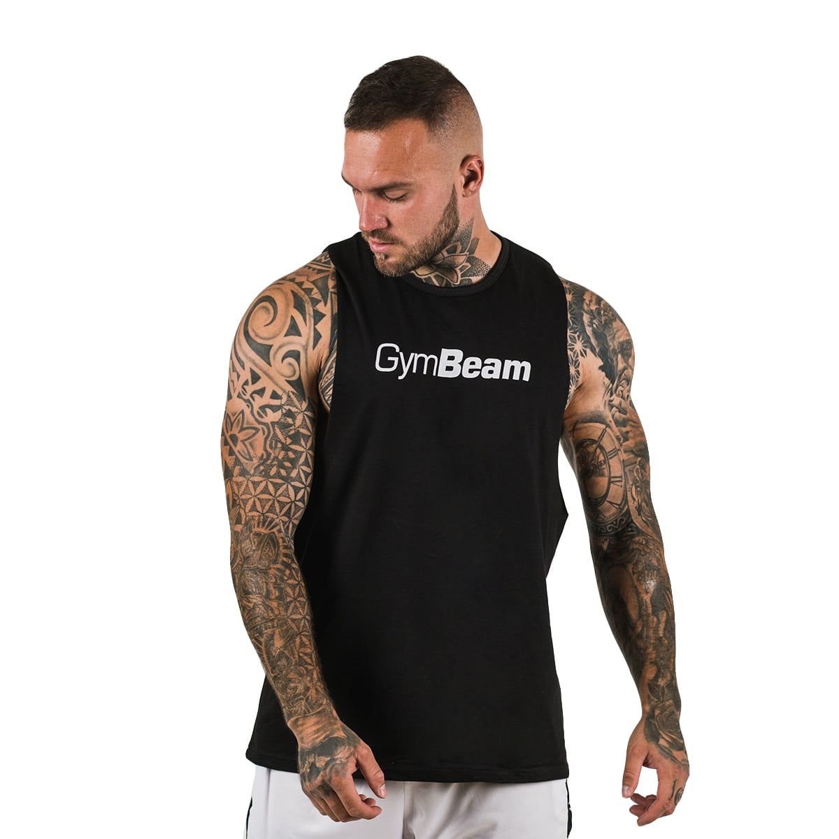 GymBeam Tanktop Herren Cut-Off Loose aus Baumwolle und Polyester in Schwarz 1 St