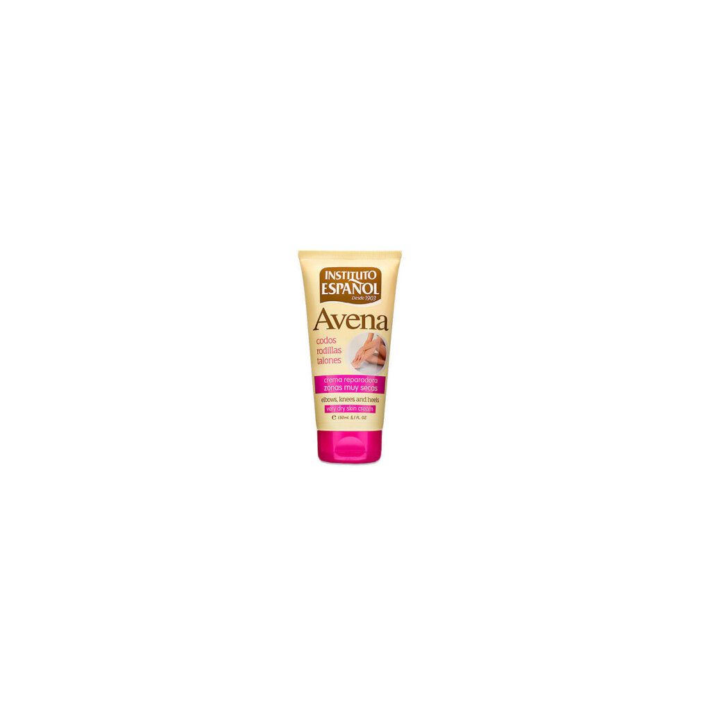 Creme-Tube INSTITUTO ESPANOL Avena. Gelb und rosa. Text für Ellenbogen, Knie und Fersen. Sehr trockene Haut. 150ml.