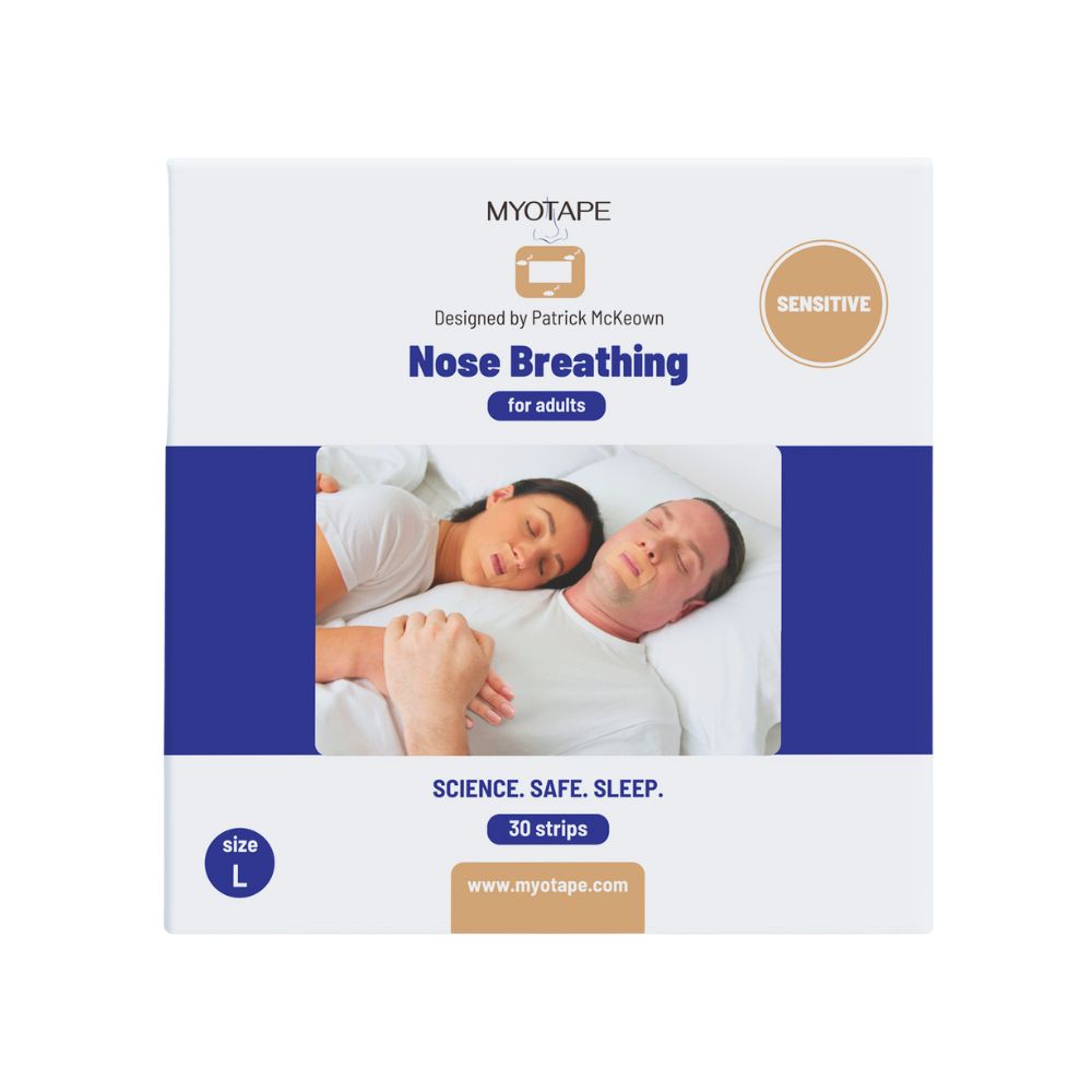 Verpackung mit Produktname, Logo und Abbildung von schlafenden Personen. Text: 'Sensitive', 'Nose Breathing'.