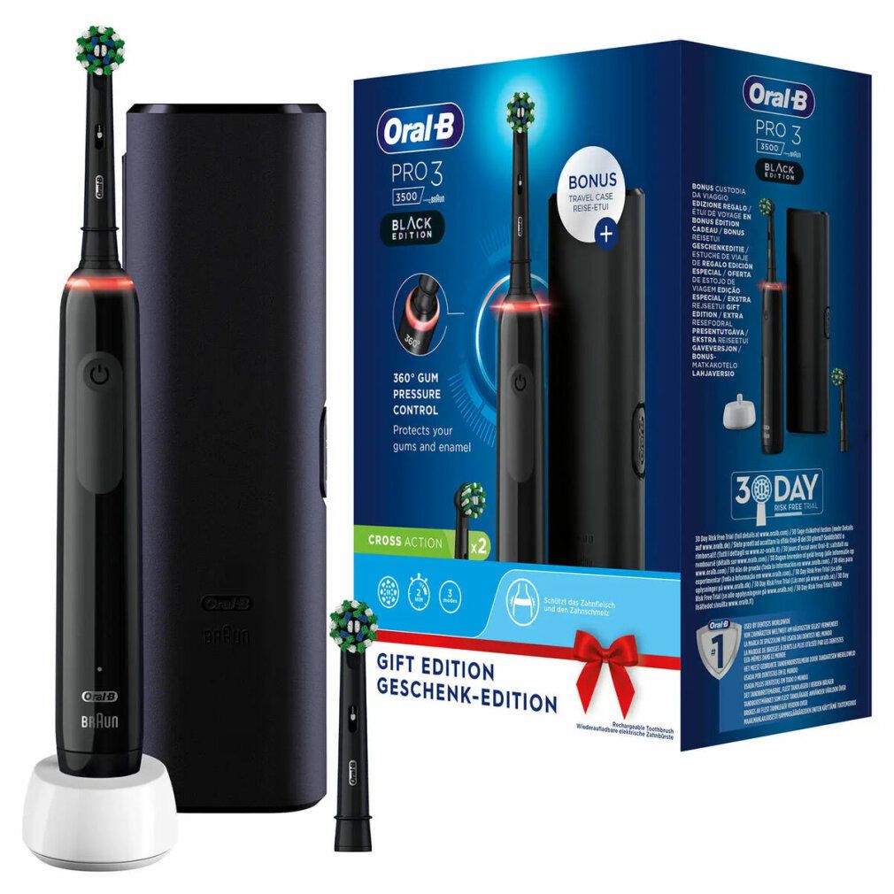 Oral-B - Elektrische Zahnbürste "Pro 3 + Reiseetui" in Schwarz