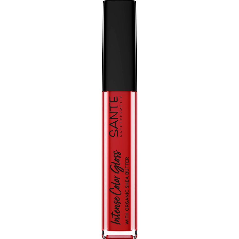 Roter Lipgloss von SANTE Naturkosmetik mit schwarzem Applikator.