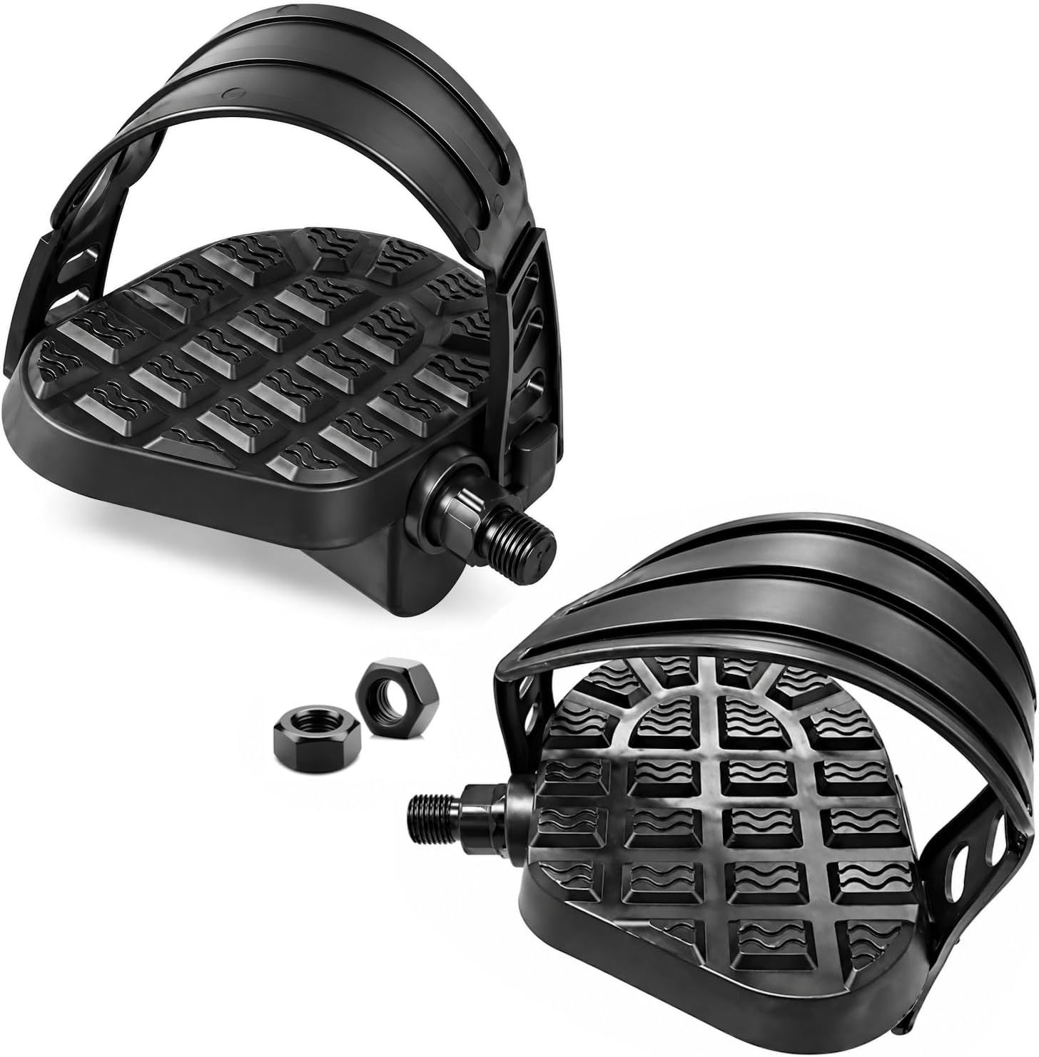 FFitness Coppia Pedali Cyclette con Dado Filetto 9/16” 14mm Cinghie Regolabili