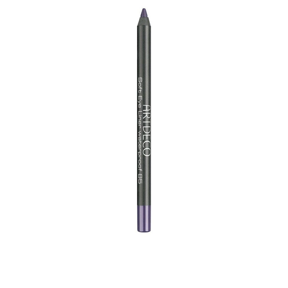 Artdeco Soft Eye Liner Waterproof 85 Damask Violet. Dunkelgrauer Stift mit violetter Spitze. Produktbeschriftung.