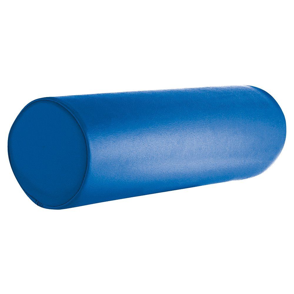Blaue Lagerungsrolle aus Schaumstoff, zylindrische Form.