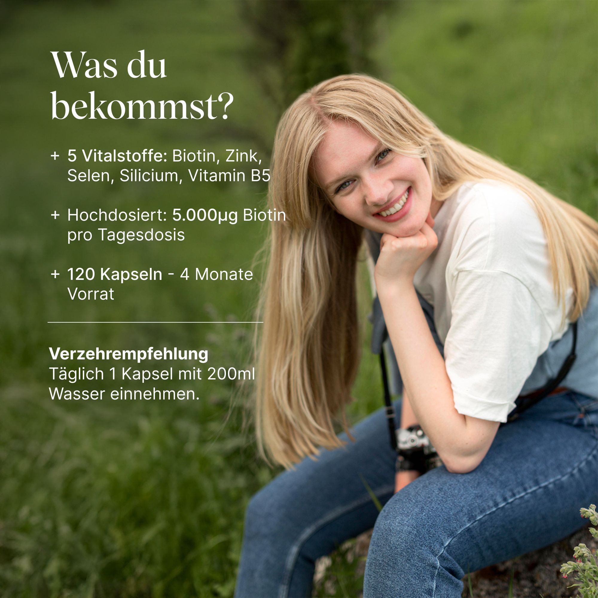 VETAIN Biotin Zink Selen Komplex - Mit Silizium & Vitamin B5 - Für Haare, Haut & Nägel - hochdosiert