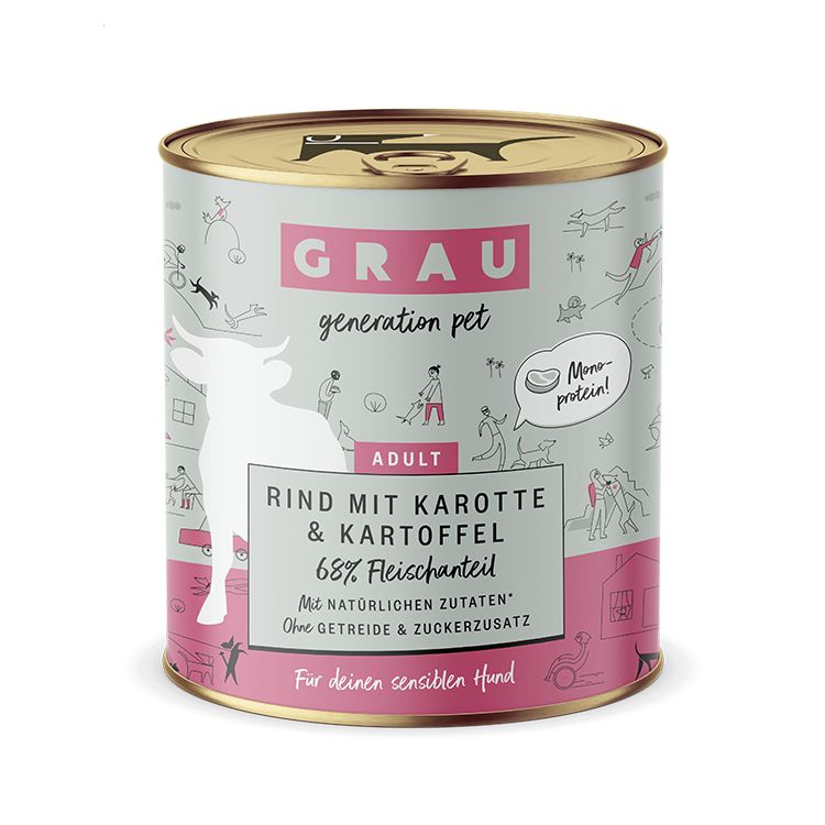 Grau Hund Rind mit Karotte & Kartoffel 6x800 g Futter