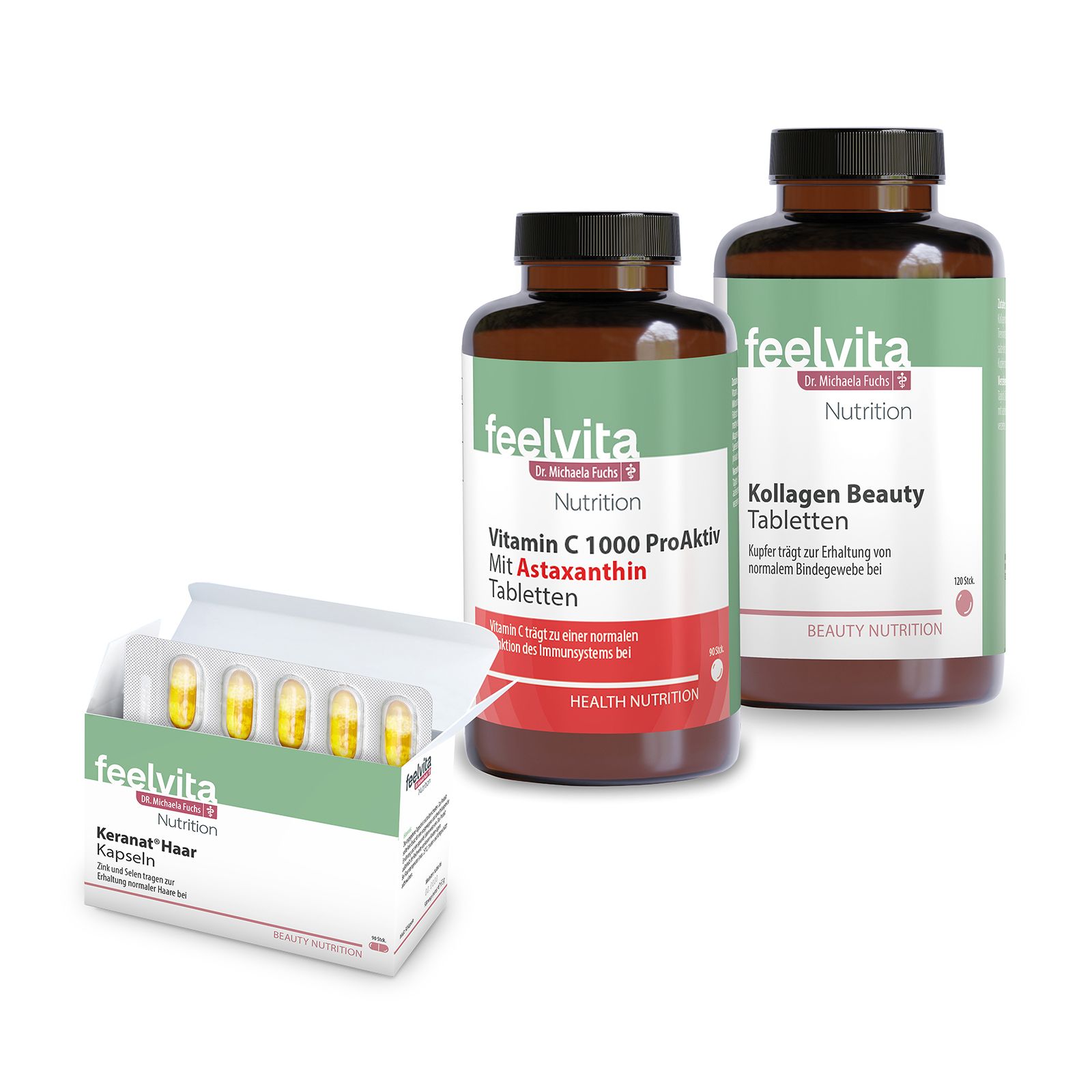 Genius Feelvita Nutrition Beauty & Vitamin Set 3-tlg. 300 St Kapseln