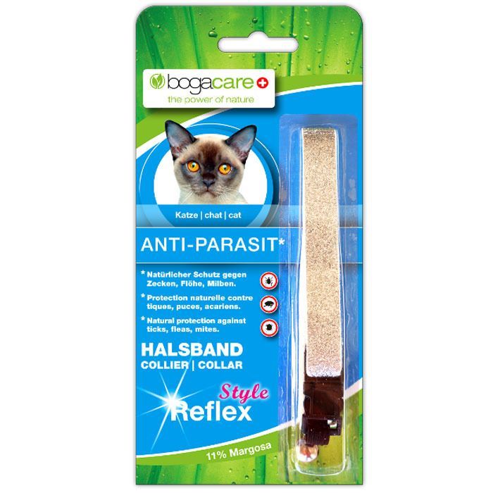 bogacare® Anti-Parasit Vlies-Halsband Style silber reflektierend für Katzen
