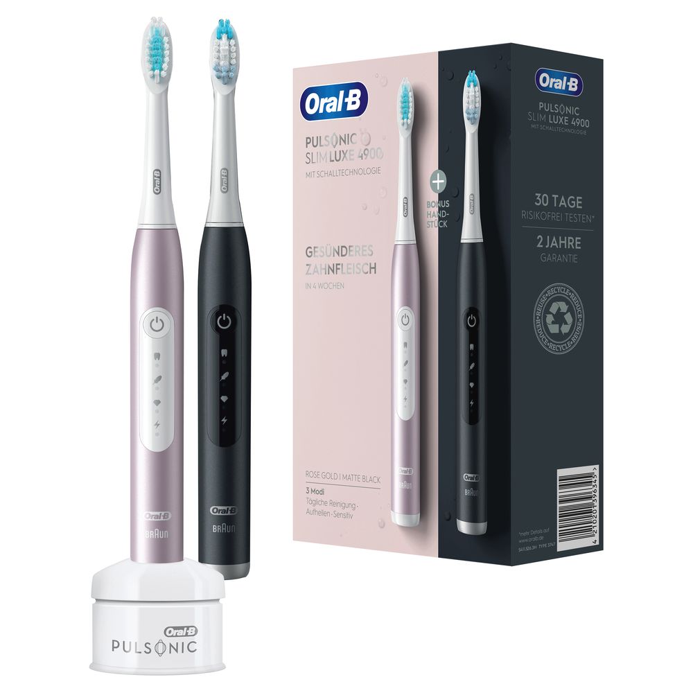 Oral-B - Elektrische Zahnbürste 'Pulsonic Slim Luxe + 2. Handstück' in Schwarz/Rosegold