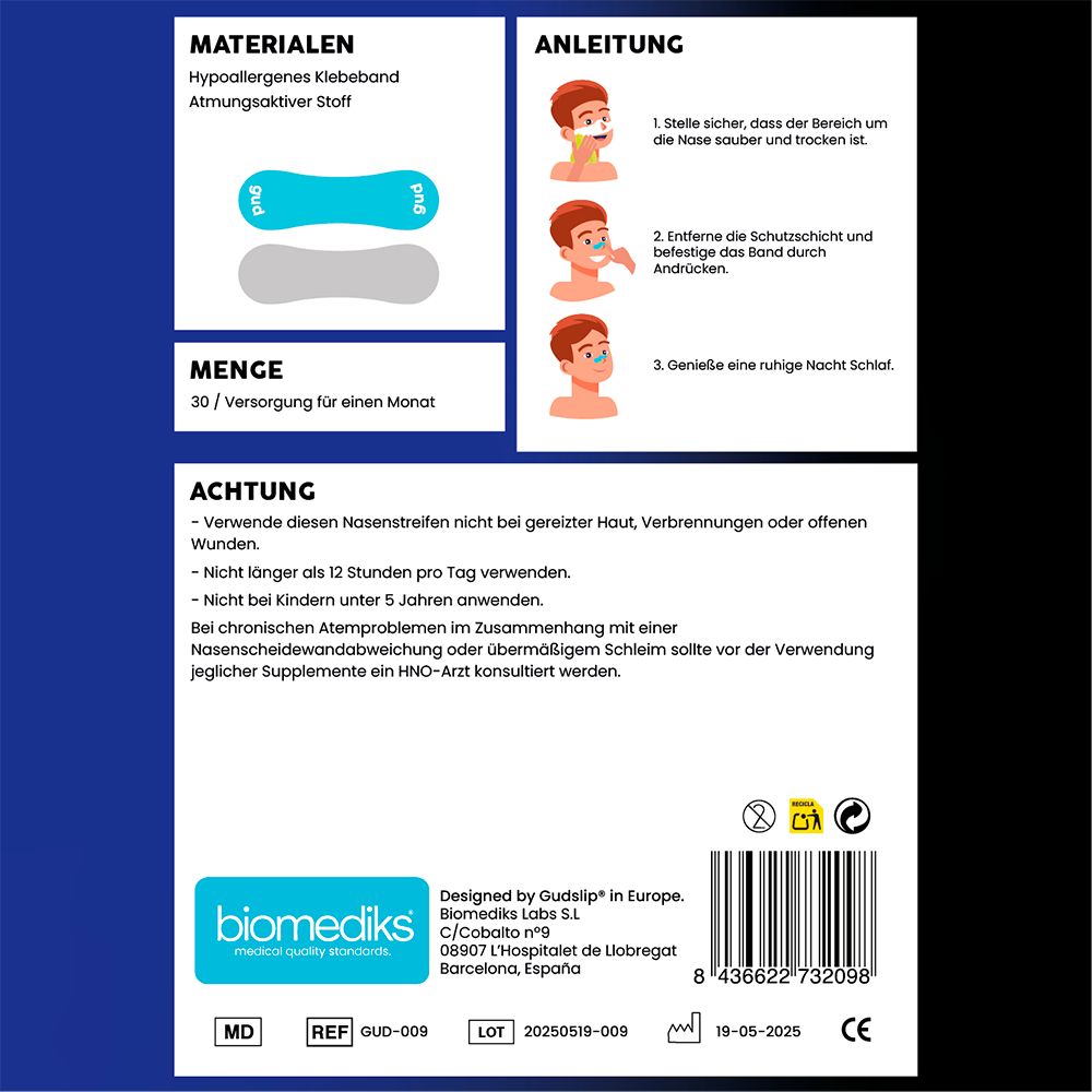 gudsport® Nasenpflaster Sport Monatspackung hellblau