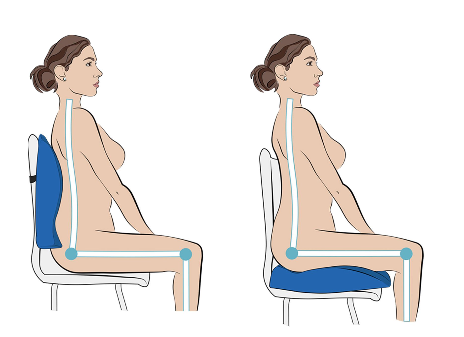 Vital Comfort Lenden- und Sitzkissen zur Unterstützung der Wirbelsäule 40 x 40 x 9 cm