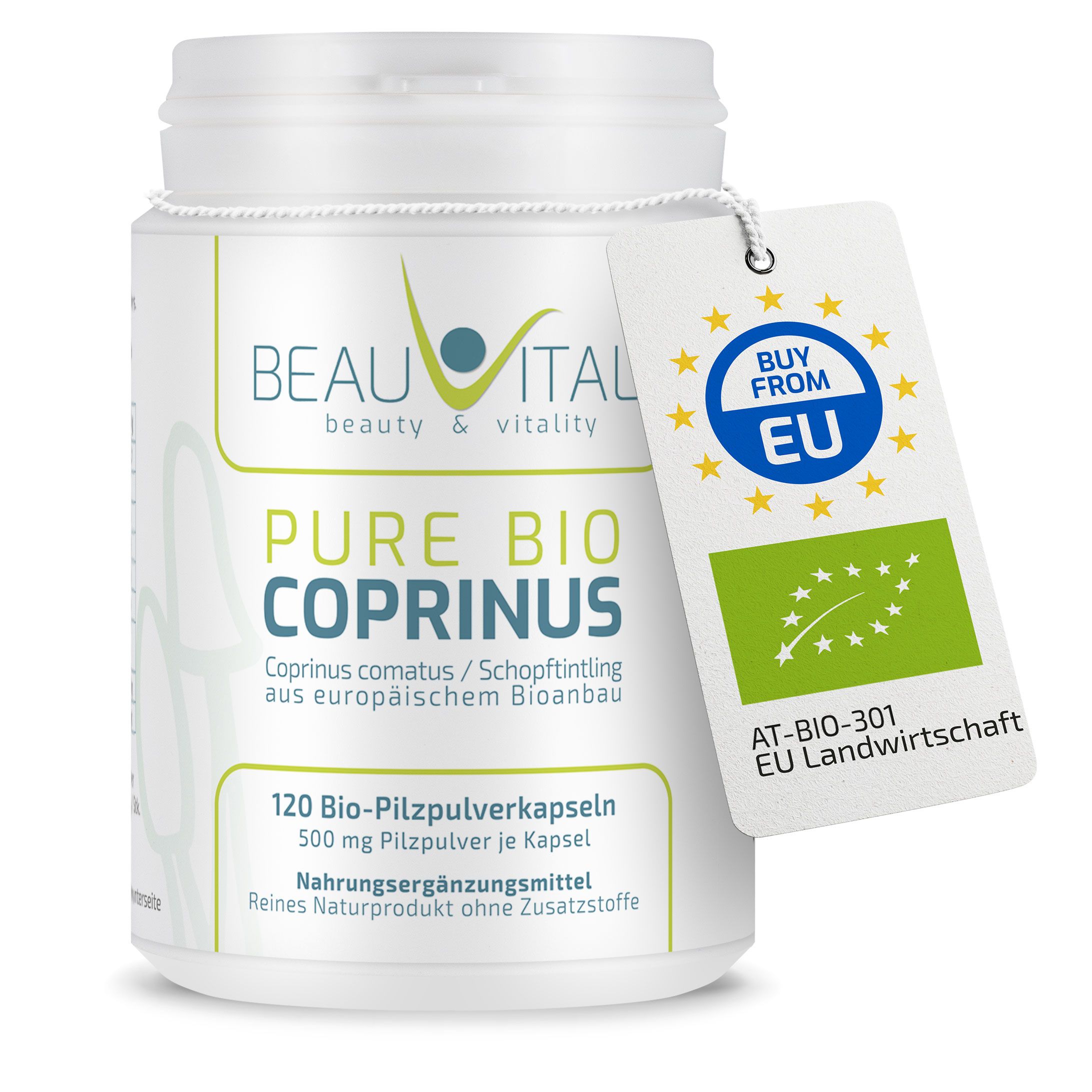 BEAUVITAL® Pure Bio Schopftintling Kapseln, (Coprinus comatus) aus EU-Anbau