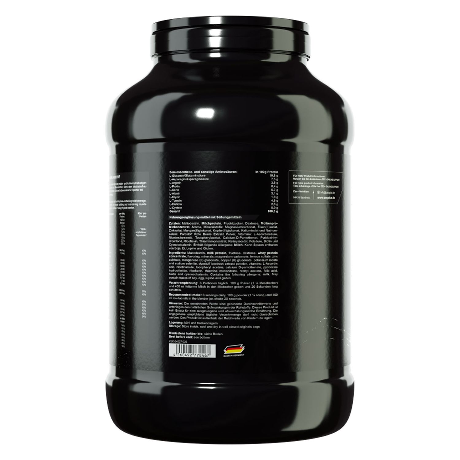 Zec+ Bullgainer Protein/ Eiweiß Erdbeere 3500 g Pulver