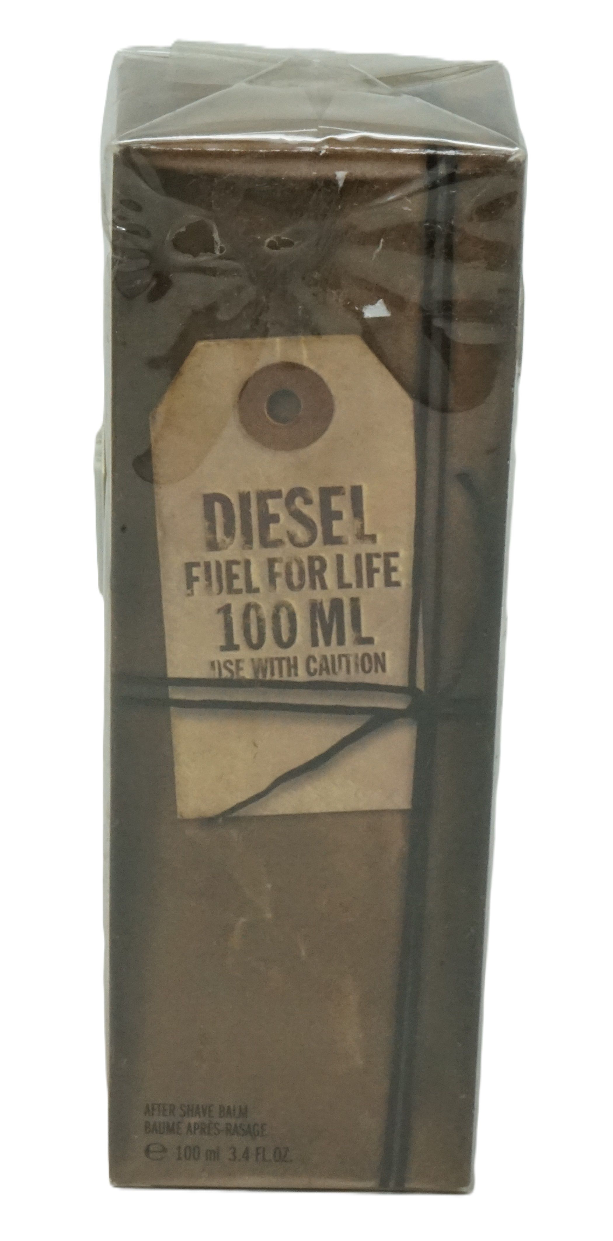 After Shave Balm in brauner Verpackung. Etikett mit "DIESEL FUEL FOR LIFE" und "100 ML".