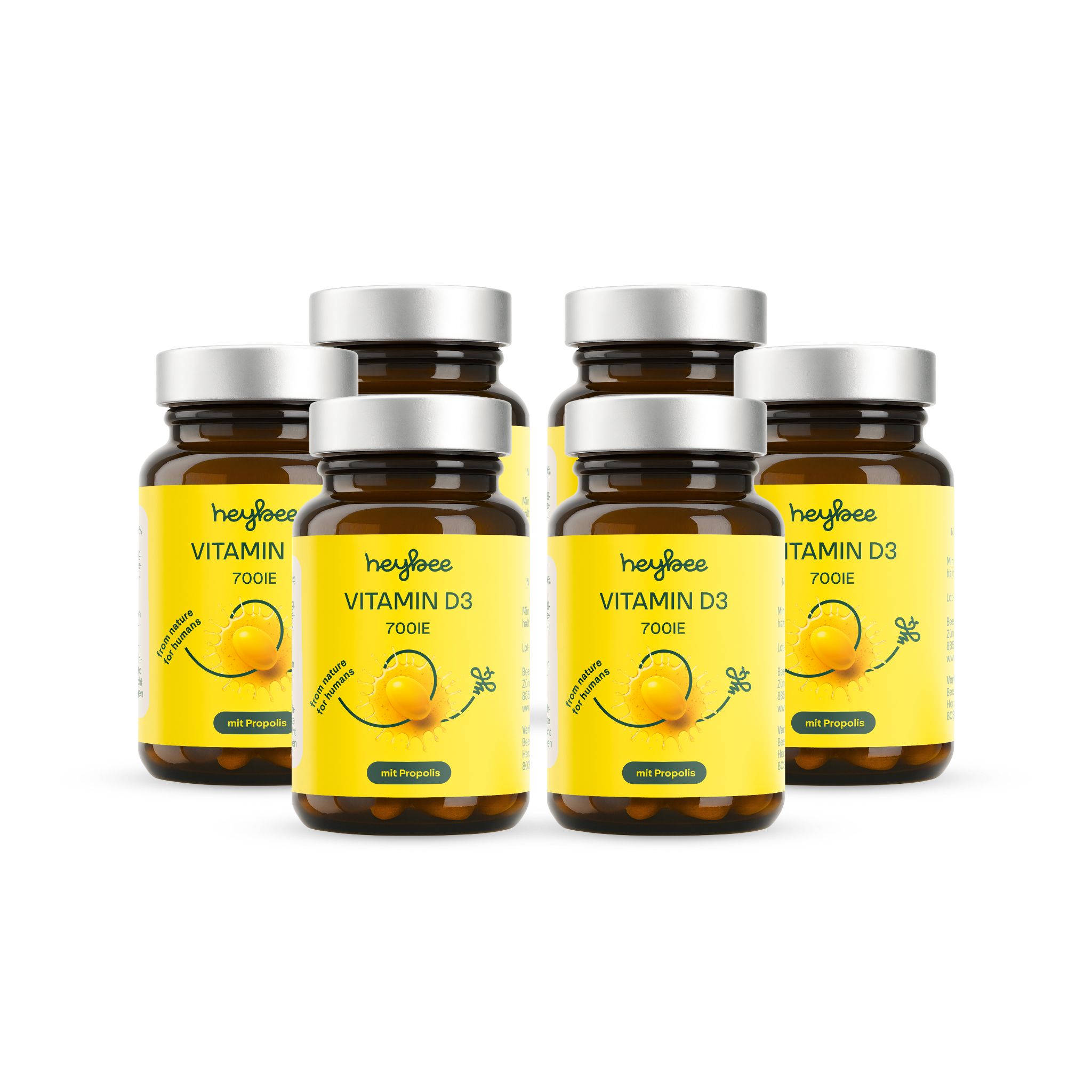 heybee Vitamin D3 700 I:e: + Propolis - 6er Packung 6x60 St Weichkapseln