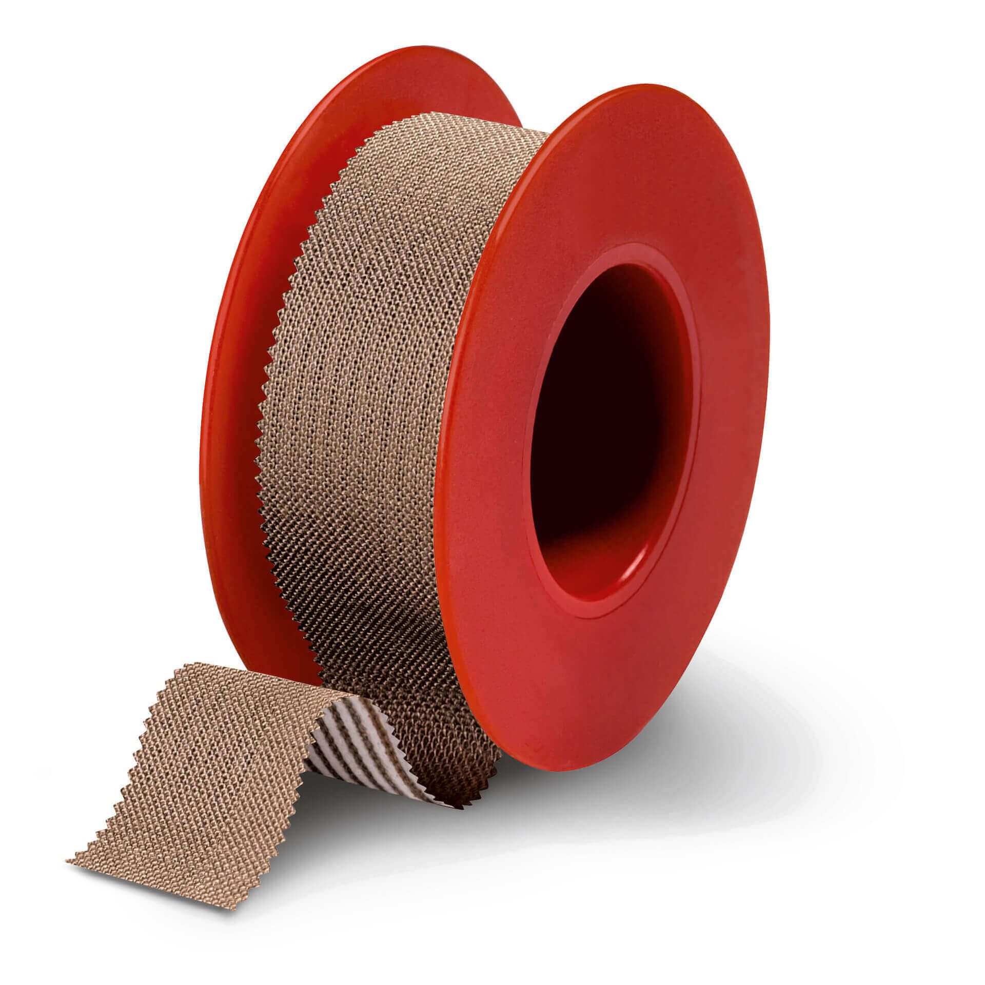 Omniplast® Fixierpflaster aus Textilgewebe, 1,25 cm x 5 m, auf roter Spule.