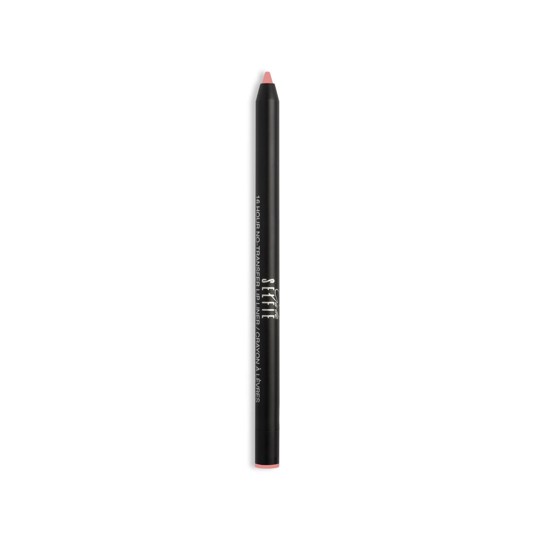 Schwarzer Lipliner mit rosafarbener Spitze. Aufschrift "Selfie Lip Liner".